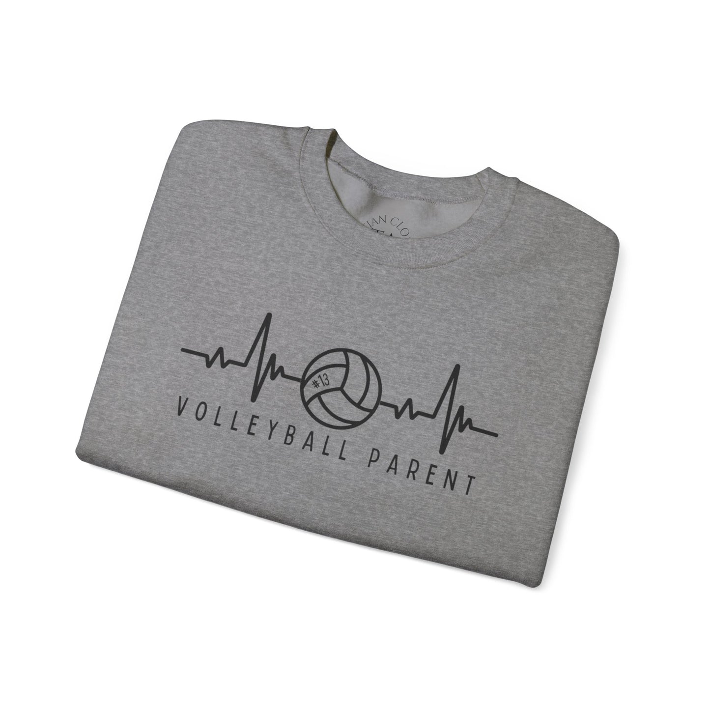 Volleyball Parent Heartbeat Sweatshirt Customizable, Cozy Gift for Sports Lovers, Perfect for Game Days, Unisex Crewneck, Soft and Stylish