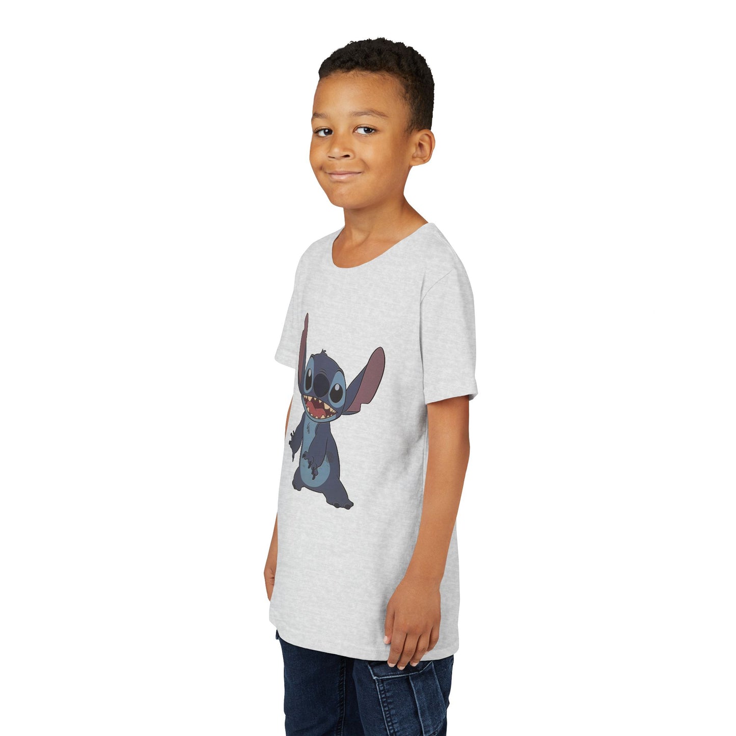 Kids Short Sleeve Tee with Stitch, Cute Kids Tee, Fun Gift for Boys & Girls, Birthday Gift, Summer Wear, Kids' Fashion