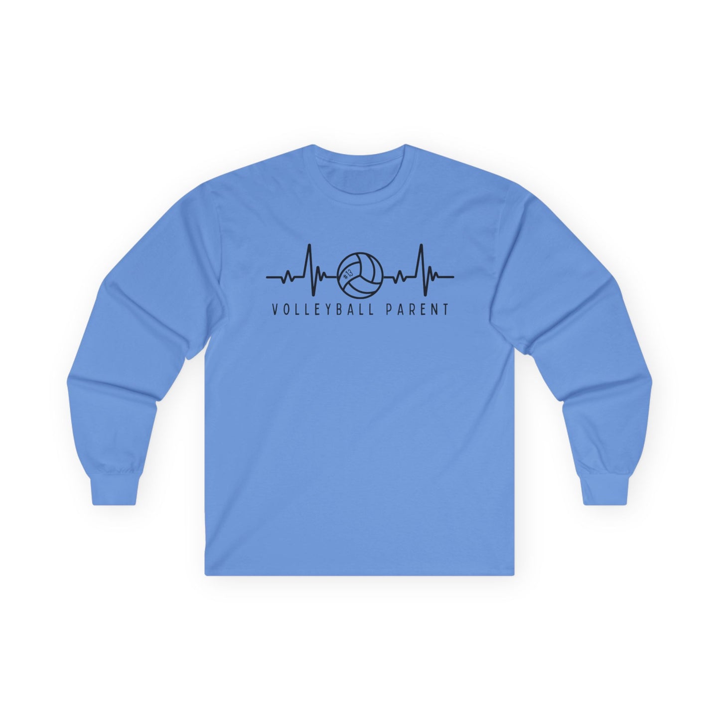 Volleyball Heartbeat Long Sleeve Tee Customizable, Quality Cotton Shirt, Parent Gift, Volleyball Fan Apparel, Sports Lover Top
