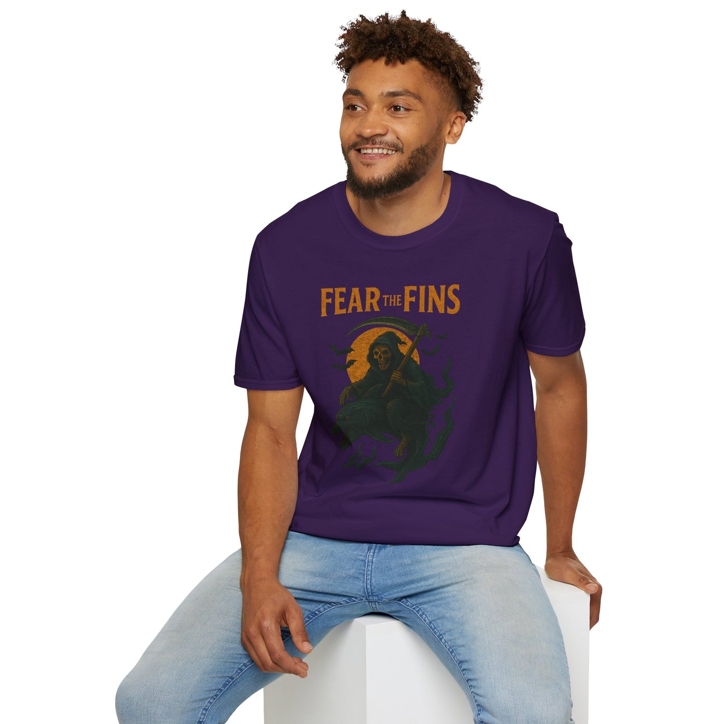 Miami Dolphins Halloween Unisex T-Shirt - Fear the Fins - Gifts for Ocean Lovers, Spooky Occasions, Casual Wear, Beach Parties, Horror Tee