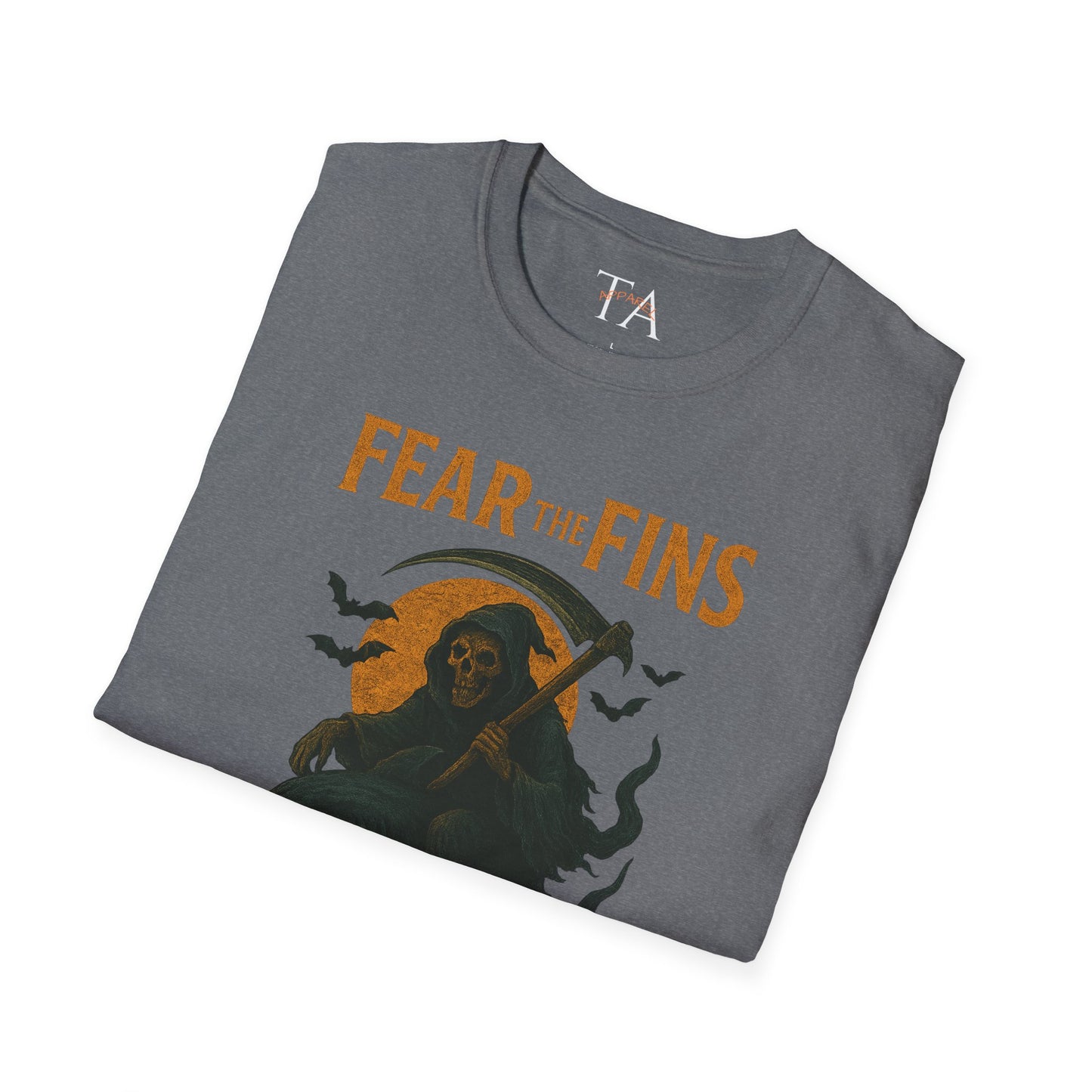 Miami Dolphins Halloween Unisex T-Shirt - Fear the Fins - Gifts for Ocean Lovers, Spooky Occasions, Casual Wear, Beach Parties, Horror Tee