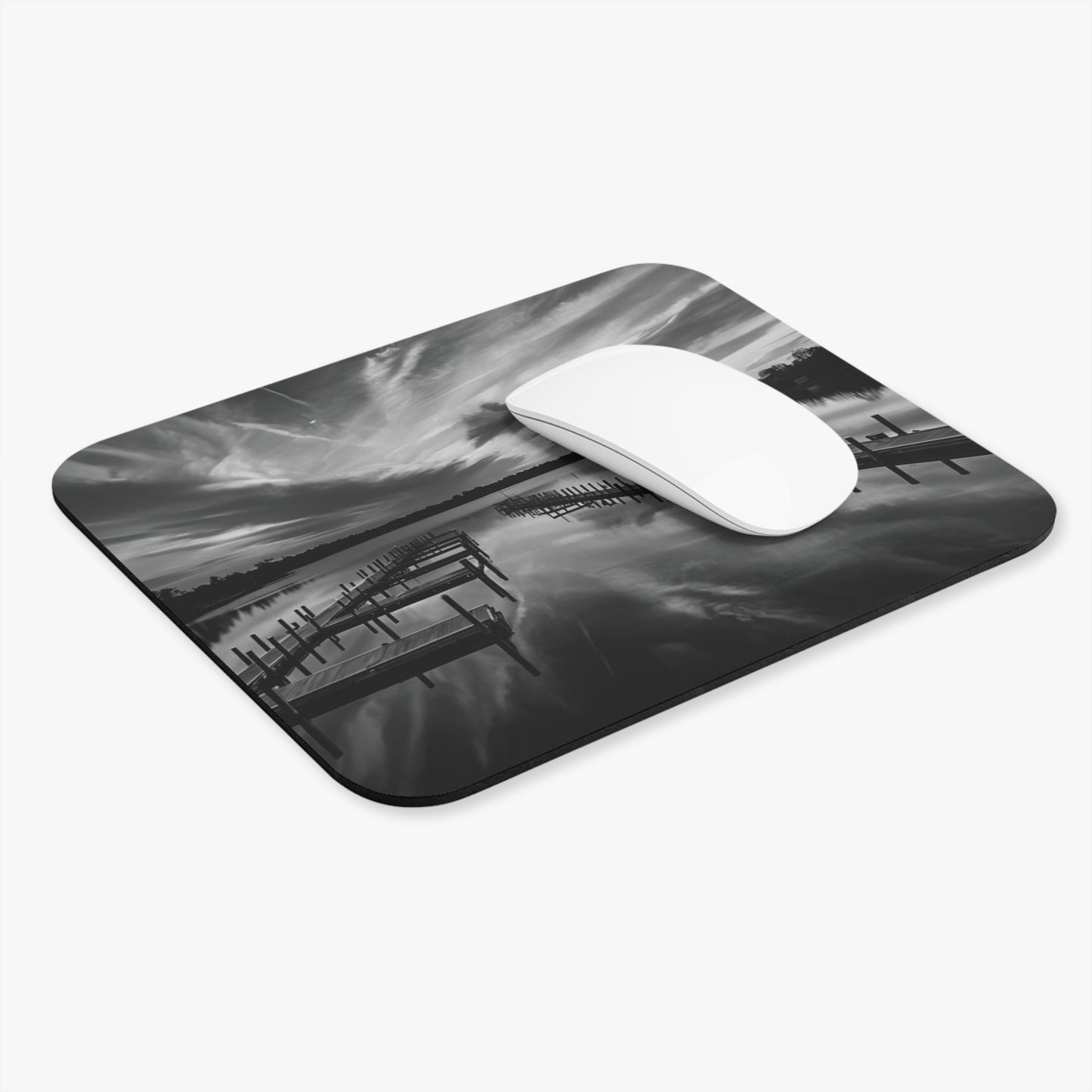 Rectangle Mouse Pad, Serene Waterfront View Desk Mat, Calming River Sunset Office Decor, Relaxing Nature Scene Mousepad