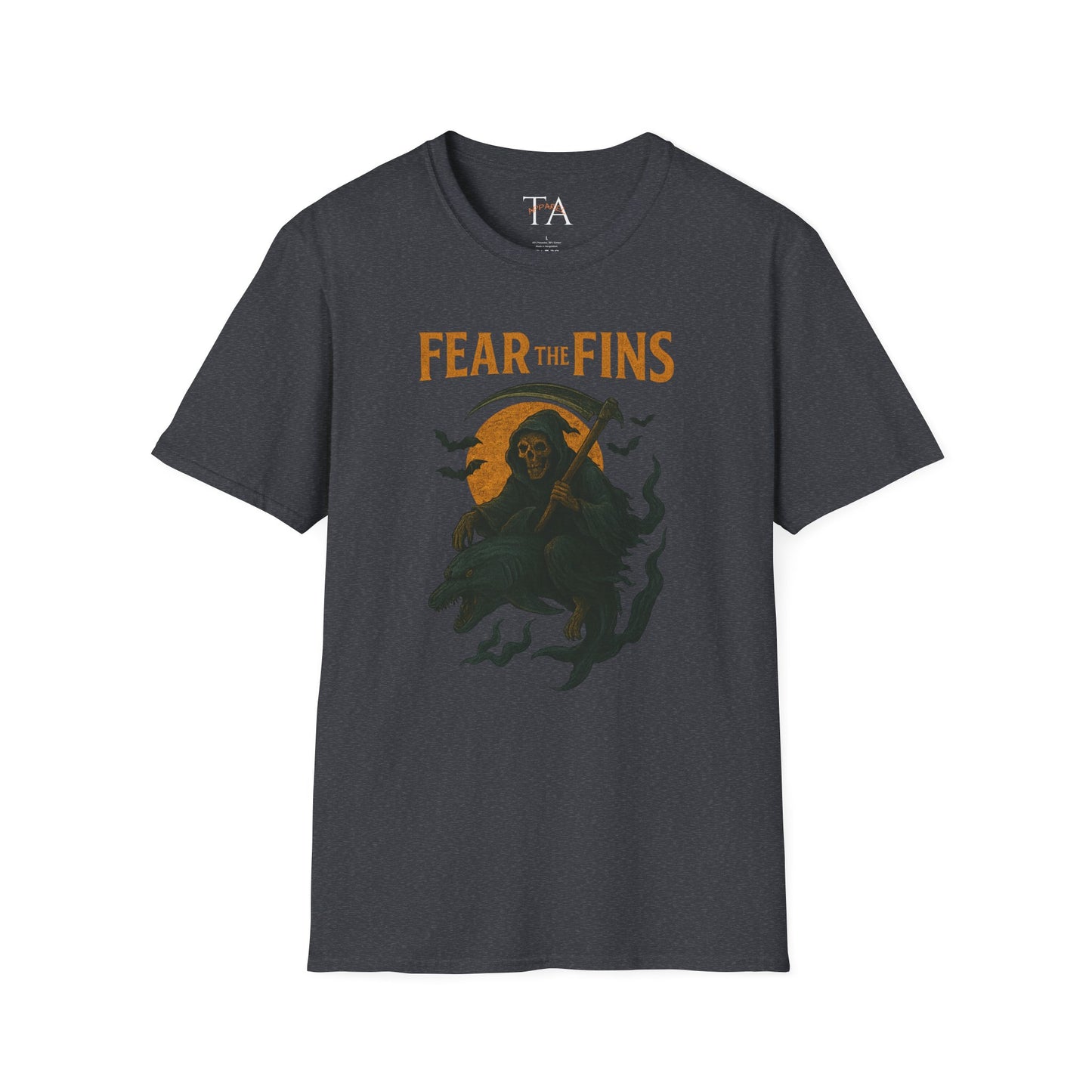 Miami Dolphins Halloween Unisex T-Shirt - Fear the Fins - Gifts for Ocean Lovers, Spooky Occasions, Casual Wear, Beach Parties, Horror Tee