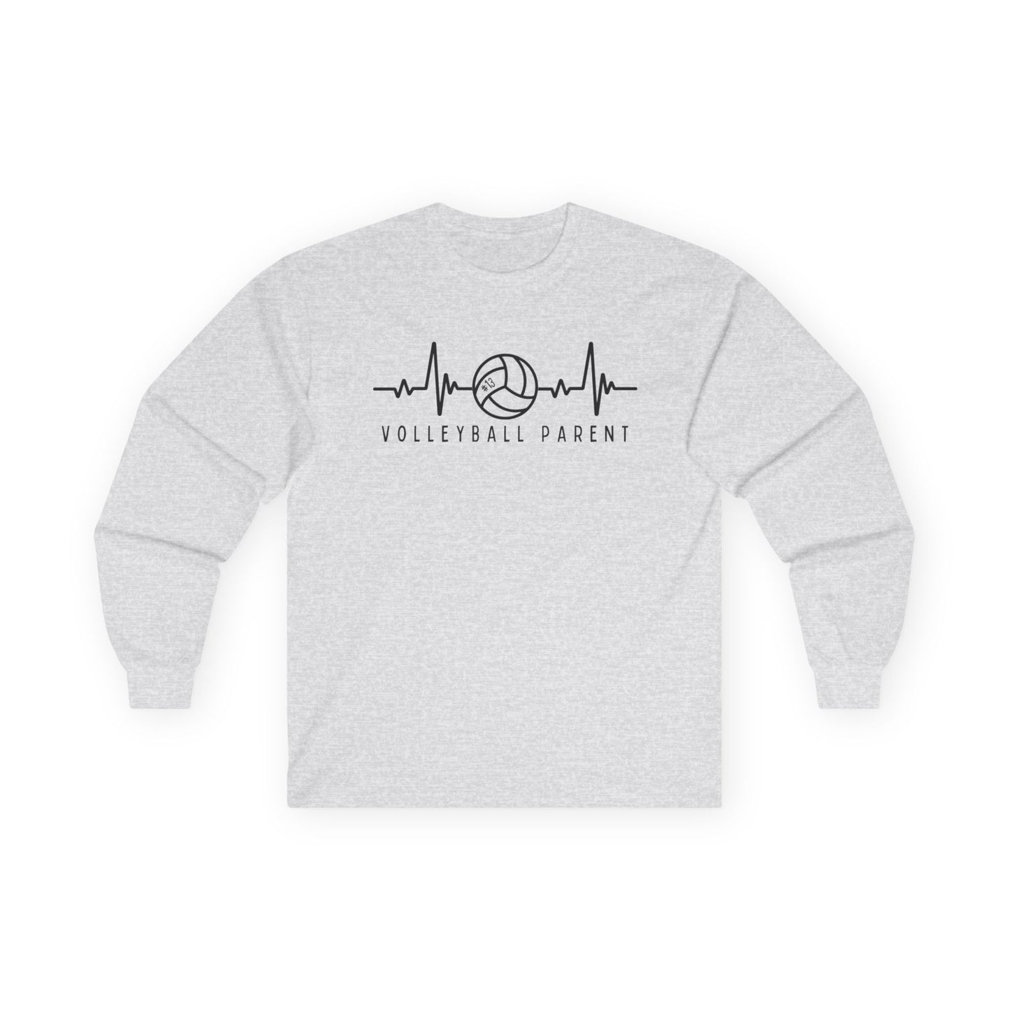 Volleyball Heartbeat Long Sleeve Tee Customizable, Quality Cotton Shirt, Parent Gift, Volleyball Fan Apparel, Sports Lover Top
