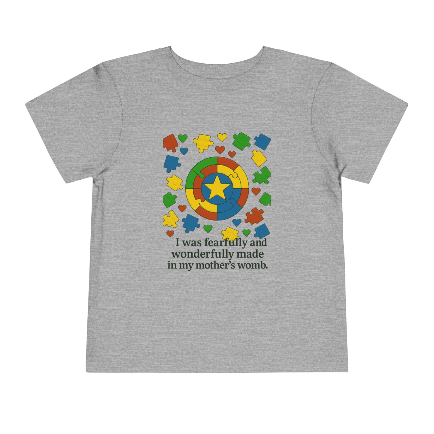 Autism Inspirational Tee - 'Fearfully and Wonderfully Made' - Toddler T-Shirt - Cute Gift for Kids, Baby Shower, Religious Celebrations