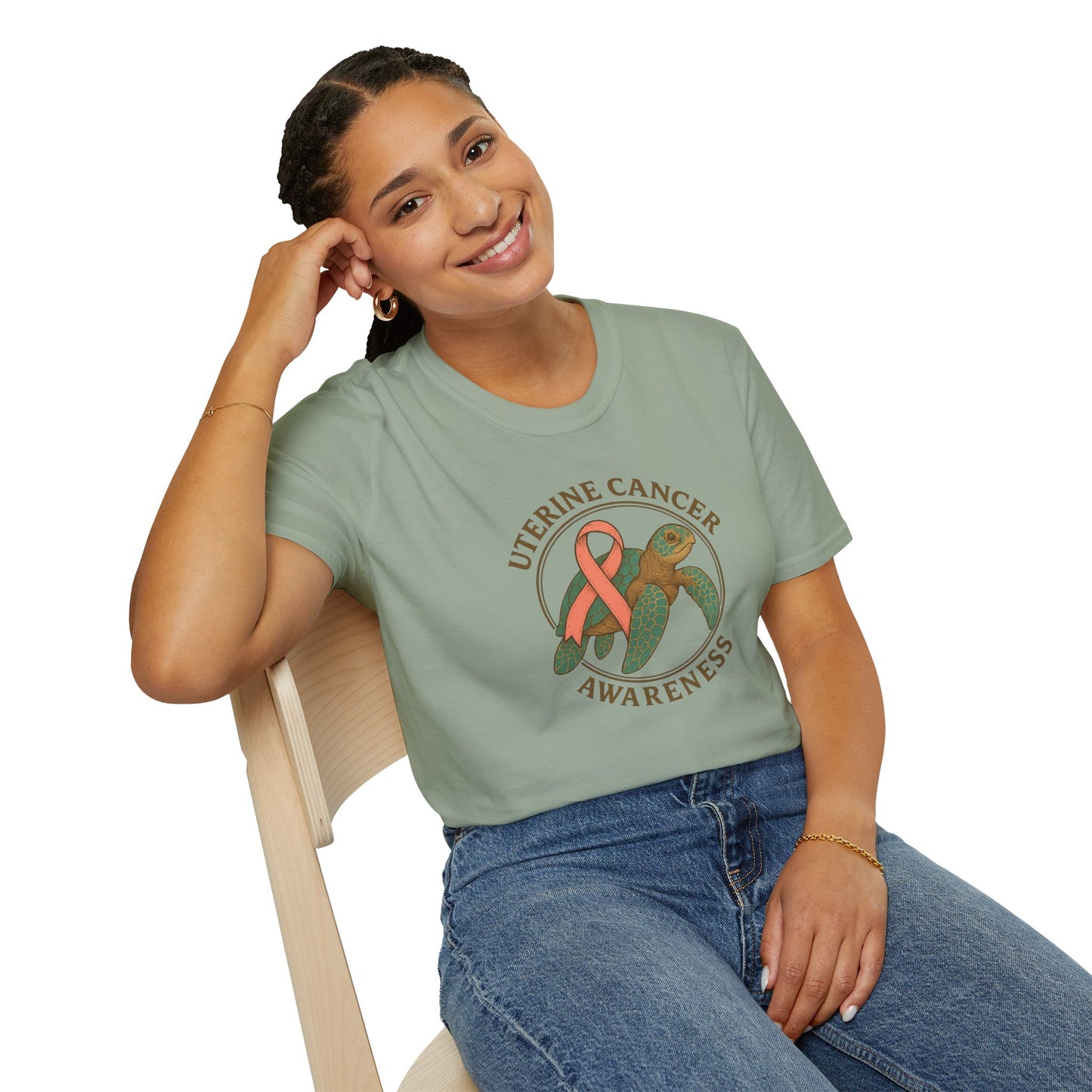 Uterine Cancer Awareness T-Shirt, Unisex Softstyle Tee, Supportive Apparel, Awareness Month Gift, Cancer Support Shirt, Birthday Gift