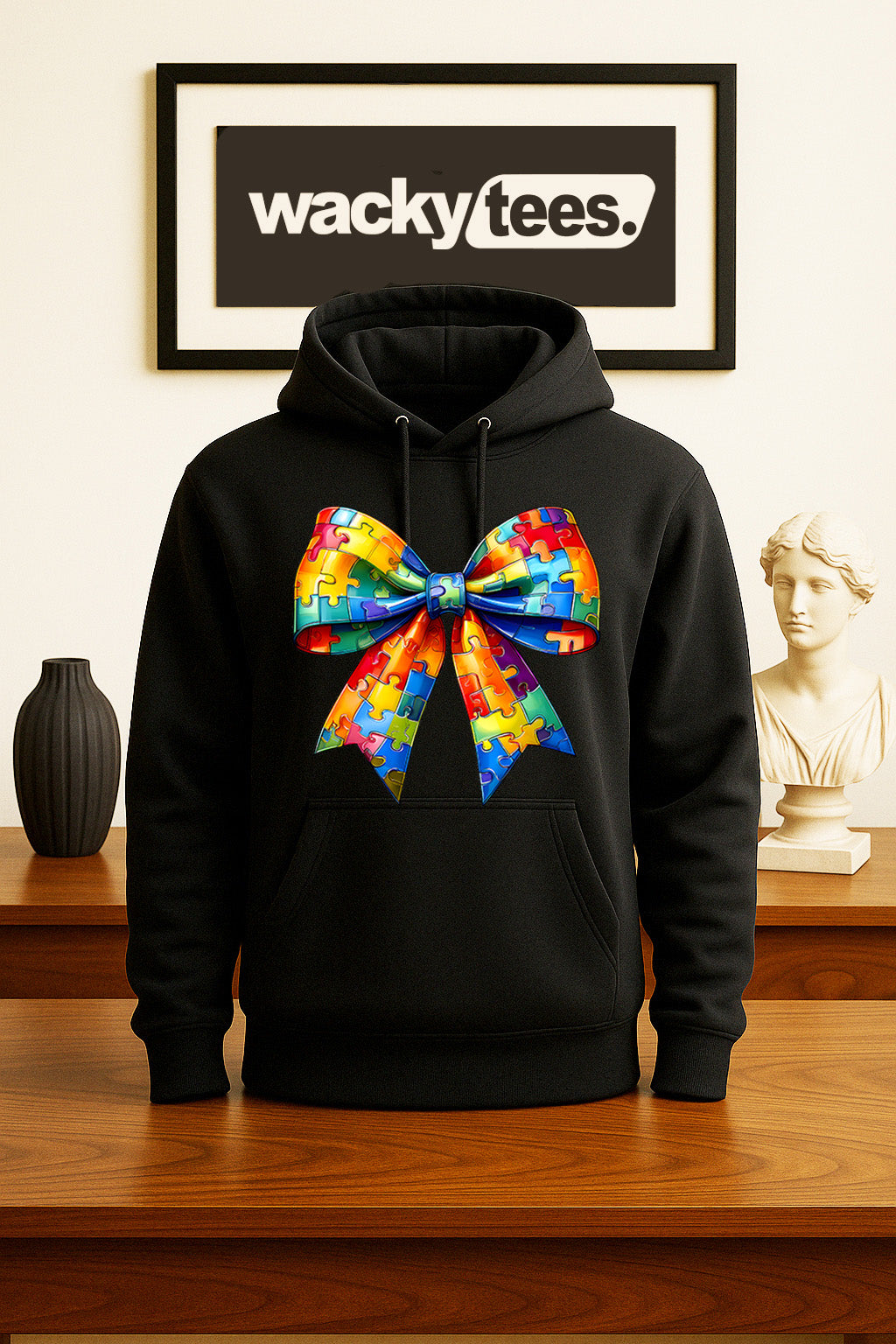 Autism Puzzle Awareness Bow Graphic Tee Shirt