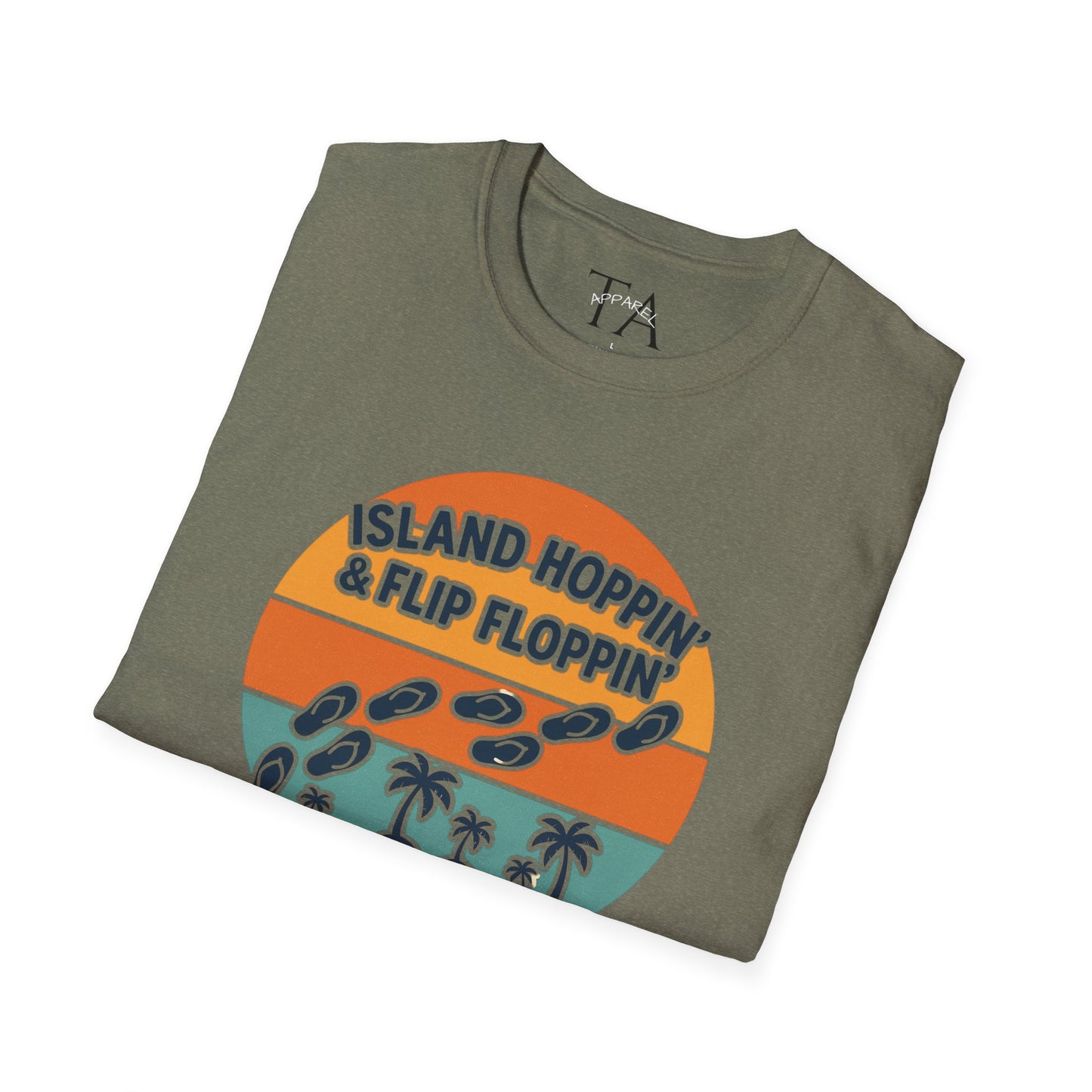 Island Hoppin' Flip Floppin' Unisex Softstyle T-Shirt, Beach T-Shirt, Vacation Apparel, Summer Wear, Casual T-Shirt, Graphic Tee