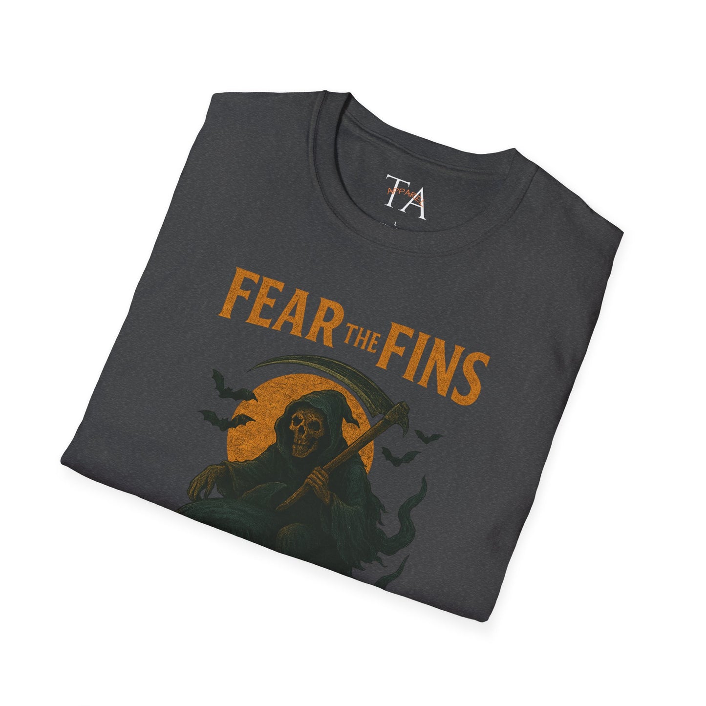 Miami Dolphins Halloween Unisex T-Shirt - Fear the Fins - Gifts for Ocean Lovers, Spooky Occasions, Casual Wear, Beach Parties, Horror Tee