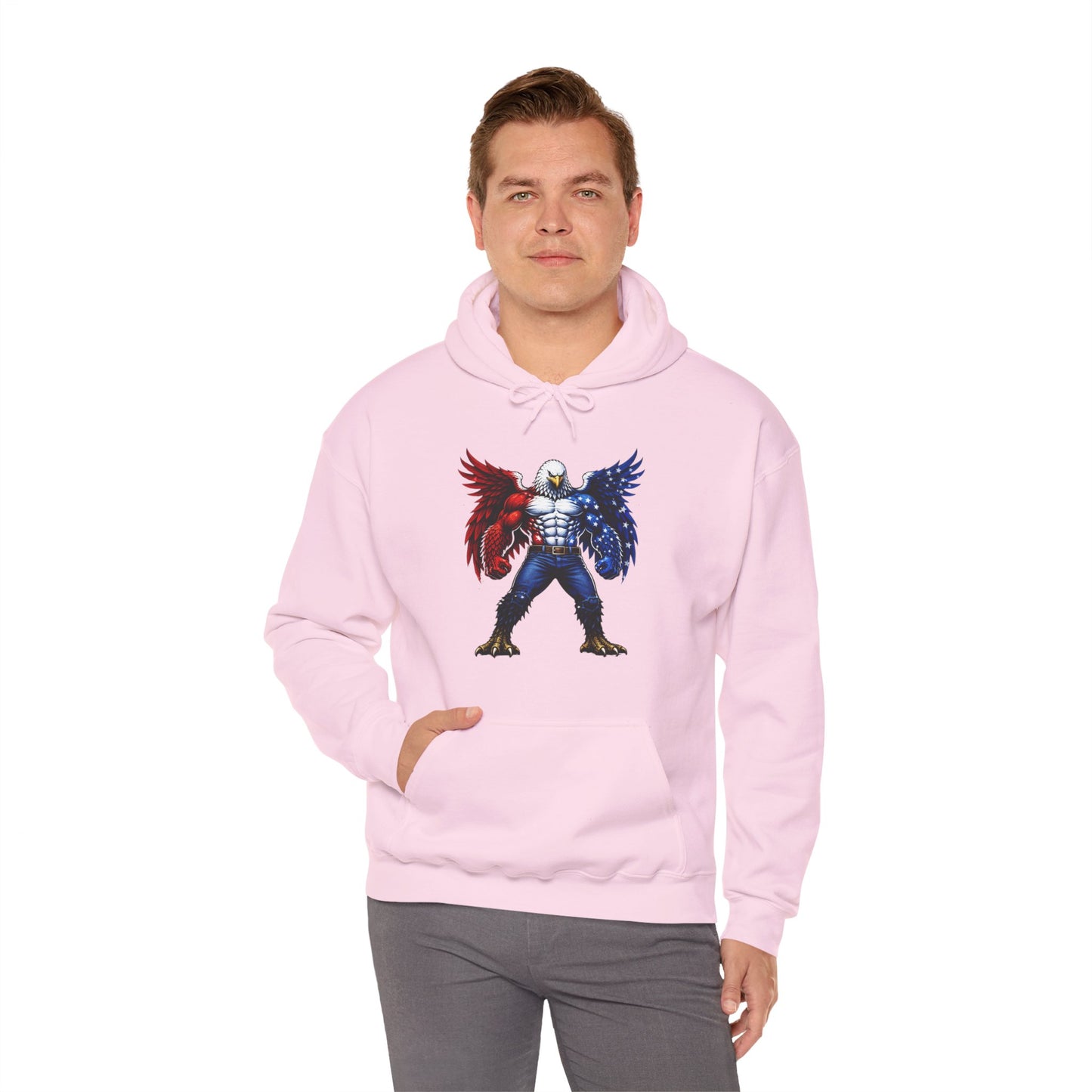 Birdmanzilla Patriotic Eagle Warrior Hoodie | American Flag Wings, Bald Eagle Graphic