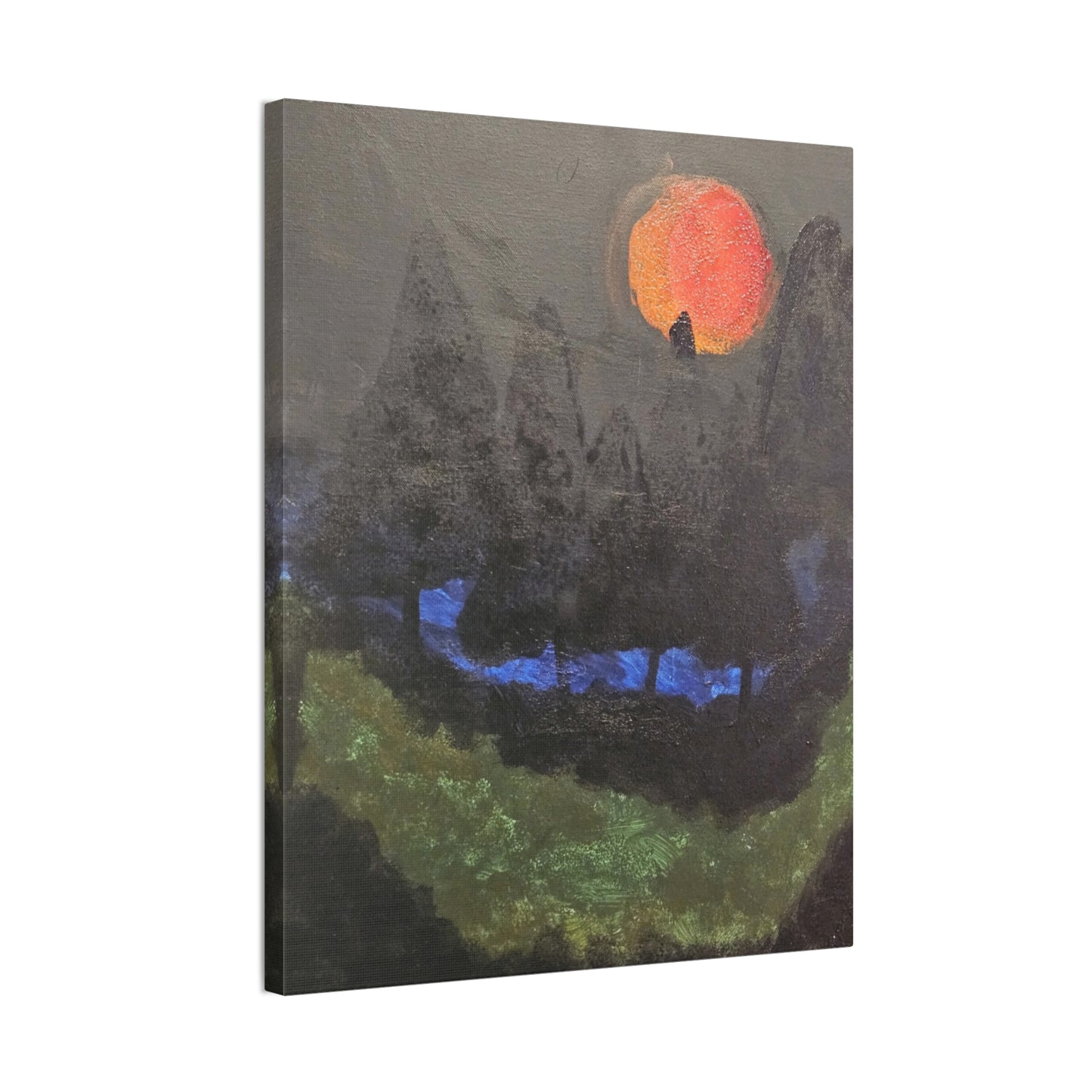 Blood Moon Canvas Wall Art, Landscape Painting, Home Decor, Living Room Decor, Office Art, Gift for Nature Lovers, Sunset Wall Decor