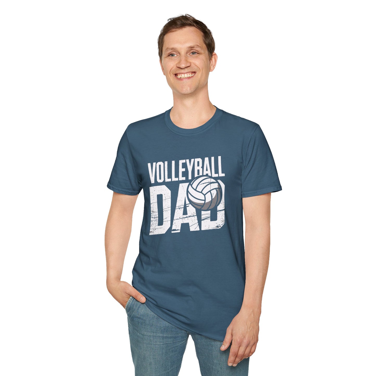 Volleyball Dad Distressed Design Unisex T-Shirt - Customize with Player Number