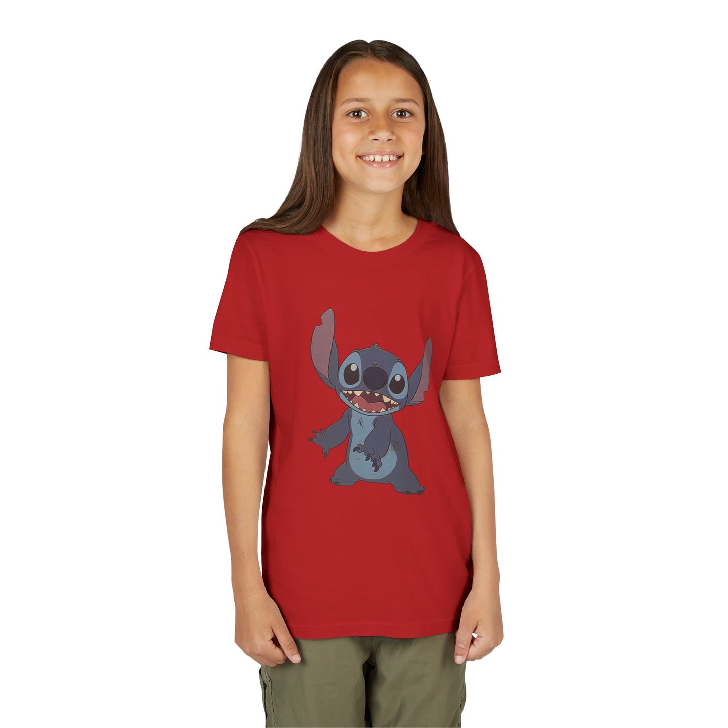 Kids Short Sleeve Tee with Stitch, Cute Kids Tee, Fun Gift for Boys & Girls, Birthday Gift, Summer Wear, Kids' Fashion