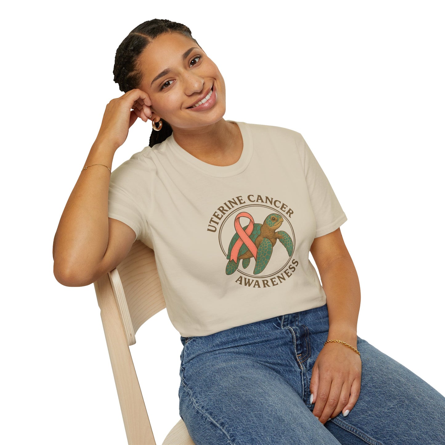 Uterine Cancer Awareness T-Shirt, Unisex Softstyle Tee, Supportive Apparel, Awareness Month Gift, Cancer Support Shirt, Birthday Gift