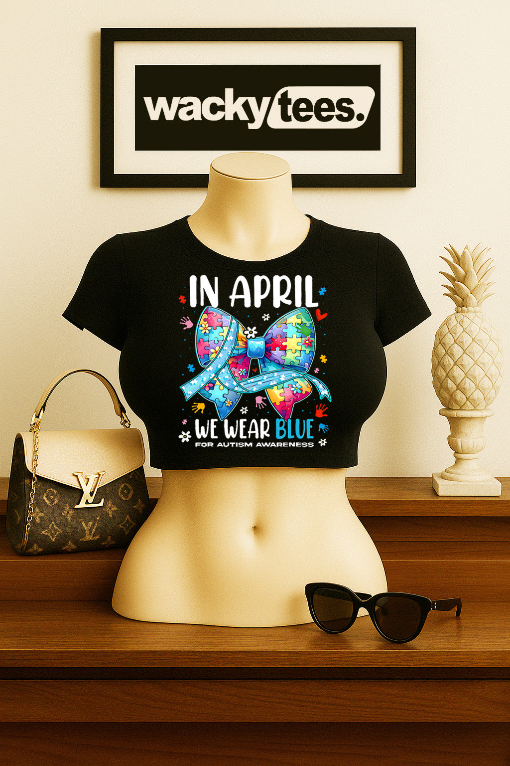 In April We Wear Blue for Autism Awareness 2 Graphic Tee Shirt