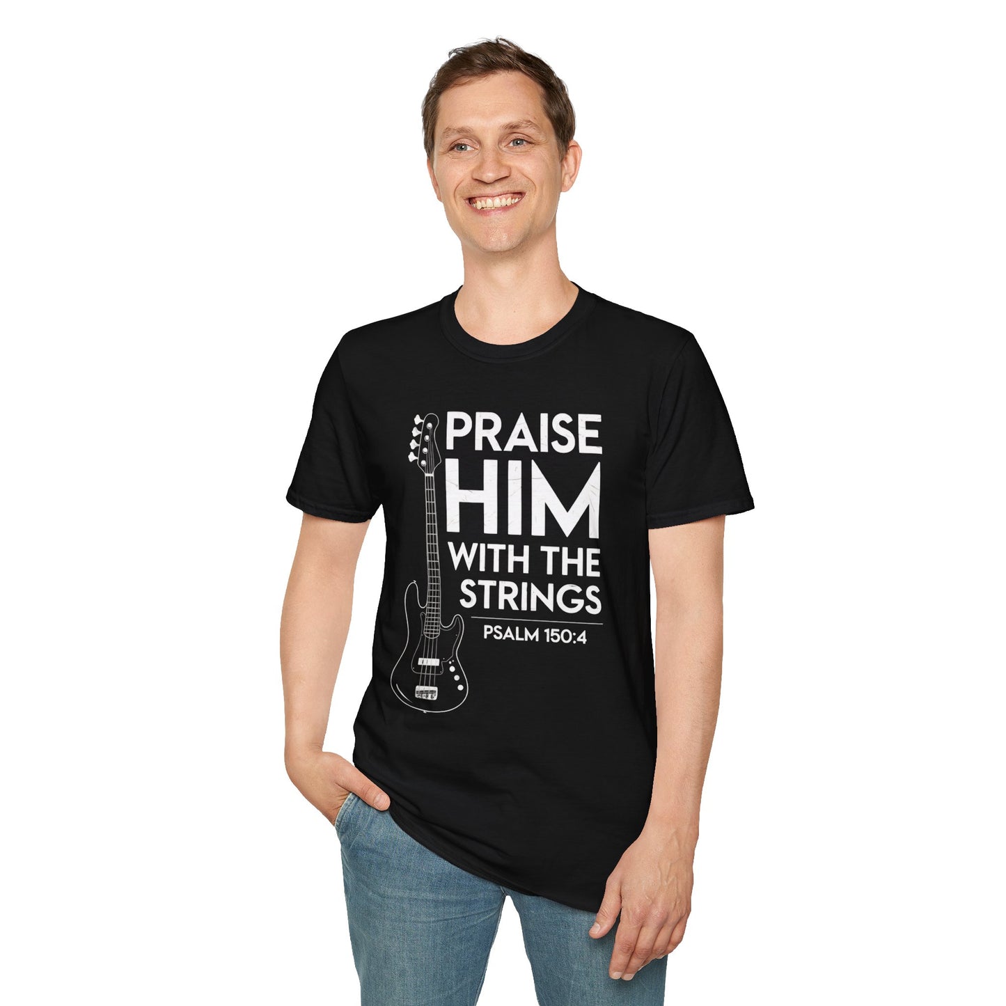 Faith Inspired Guitar T-Shirt - Praise Hime With The Strings - Psalm 150:4