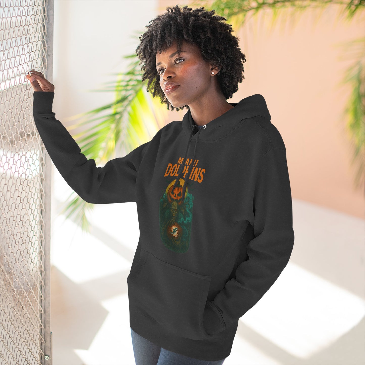 Halloween Cozy Dolphin Fleece Hoodie: Ocean Lovers, Casual Wear, Animal Lovers Gift, Beach Days, Relaxing at Home. Sea Life Graphic