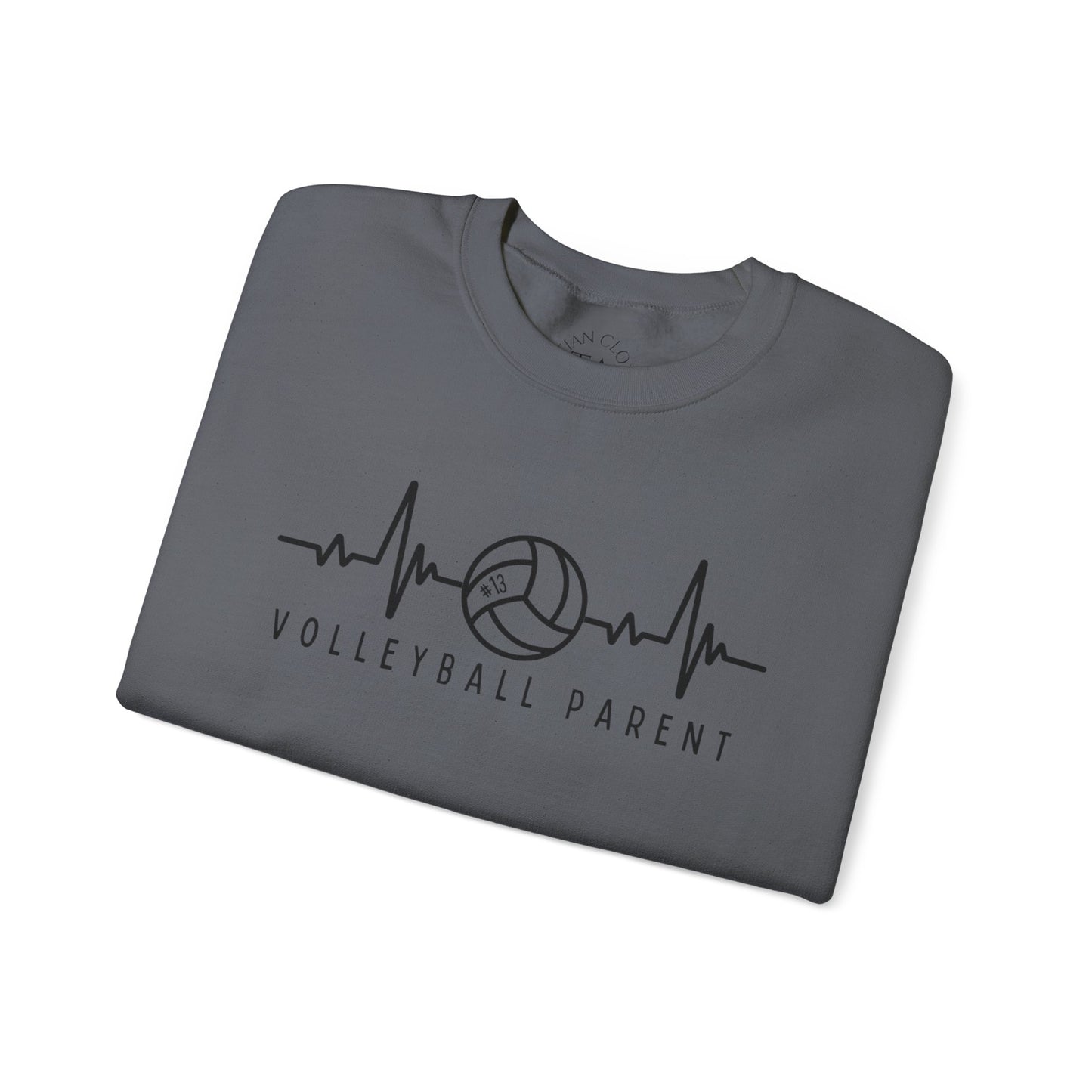 Volleyball Parent Heartbeat Sweatshirt Customizable, Cozy Gift for Sports Lovers, Perfect for Game Days, Unisex Crewneck, Soft and Stylish