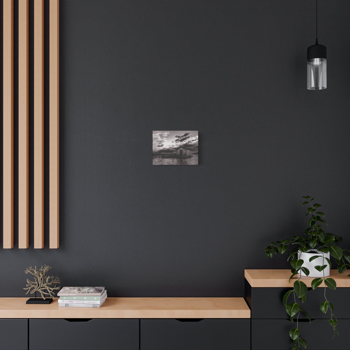 Serene Landscape Canvas Art, Rustic Home Decor, Black and White Wall Art, Perfect for Living Room, Gift for Nature Lovers