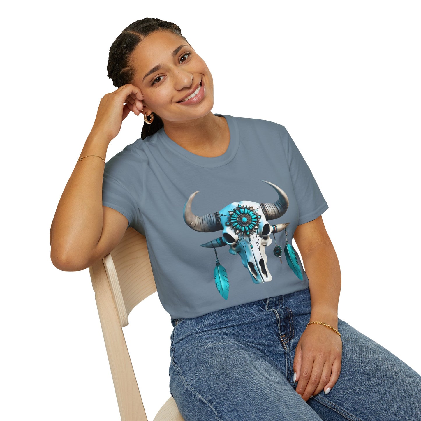 Native American Turquoise Buffalo Skull Tee - Unisex Jersey