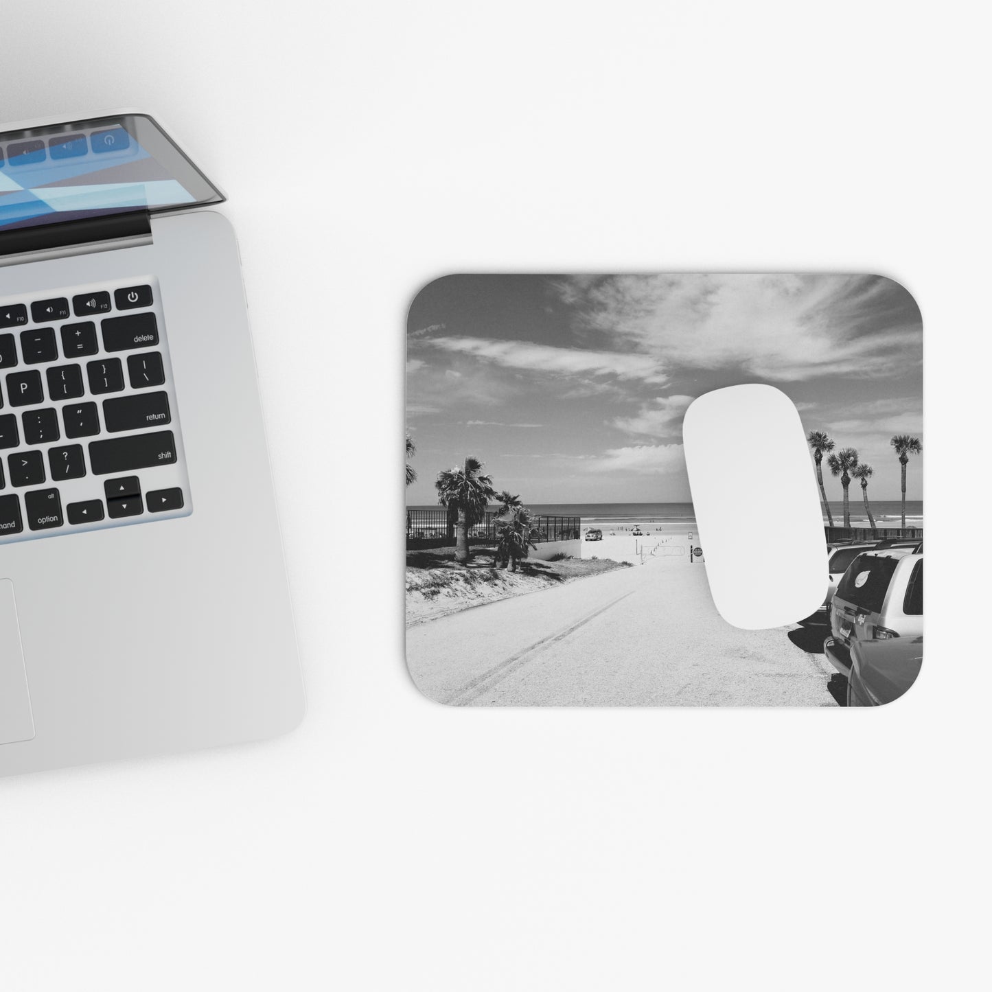 Rectangle Beach Day Mouse Pad, Coastal Rectangle Desk Accessory, Relaxation at Seaside Work Space, Sand and Sun Office Decor, Ocean Vibes Computer