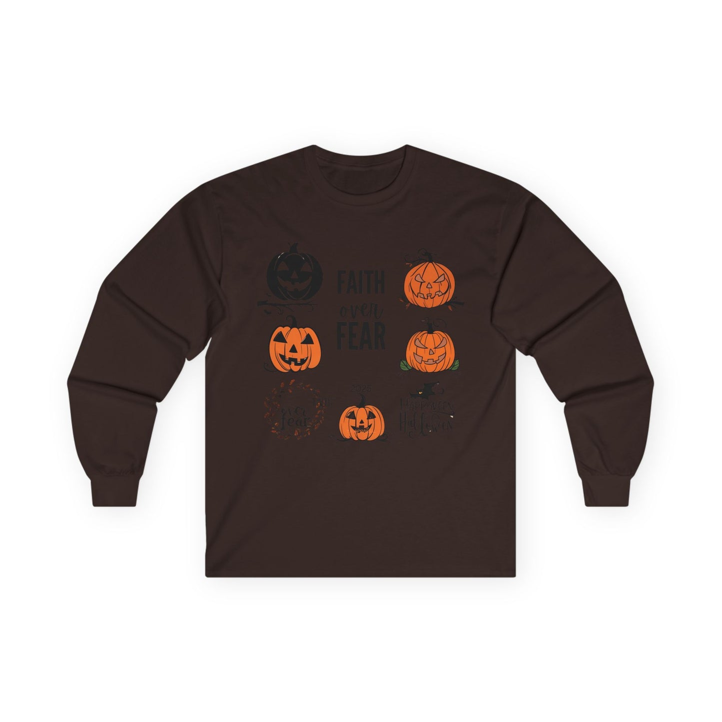 Halloween Faith Over Fear Long Sleeve Tee - Unisex Fall Shirt