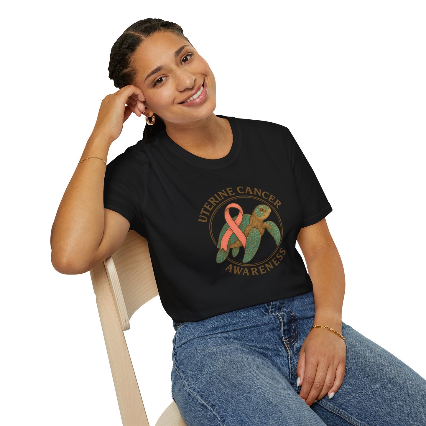 Uterine Cancer Awareness T-Shirt, Unisex Softstyle Tee, Supportive Apparel, Awareness Month Gift, Cancer Support Shirt, Birthday Gift