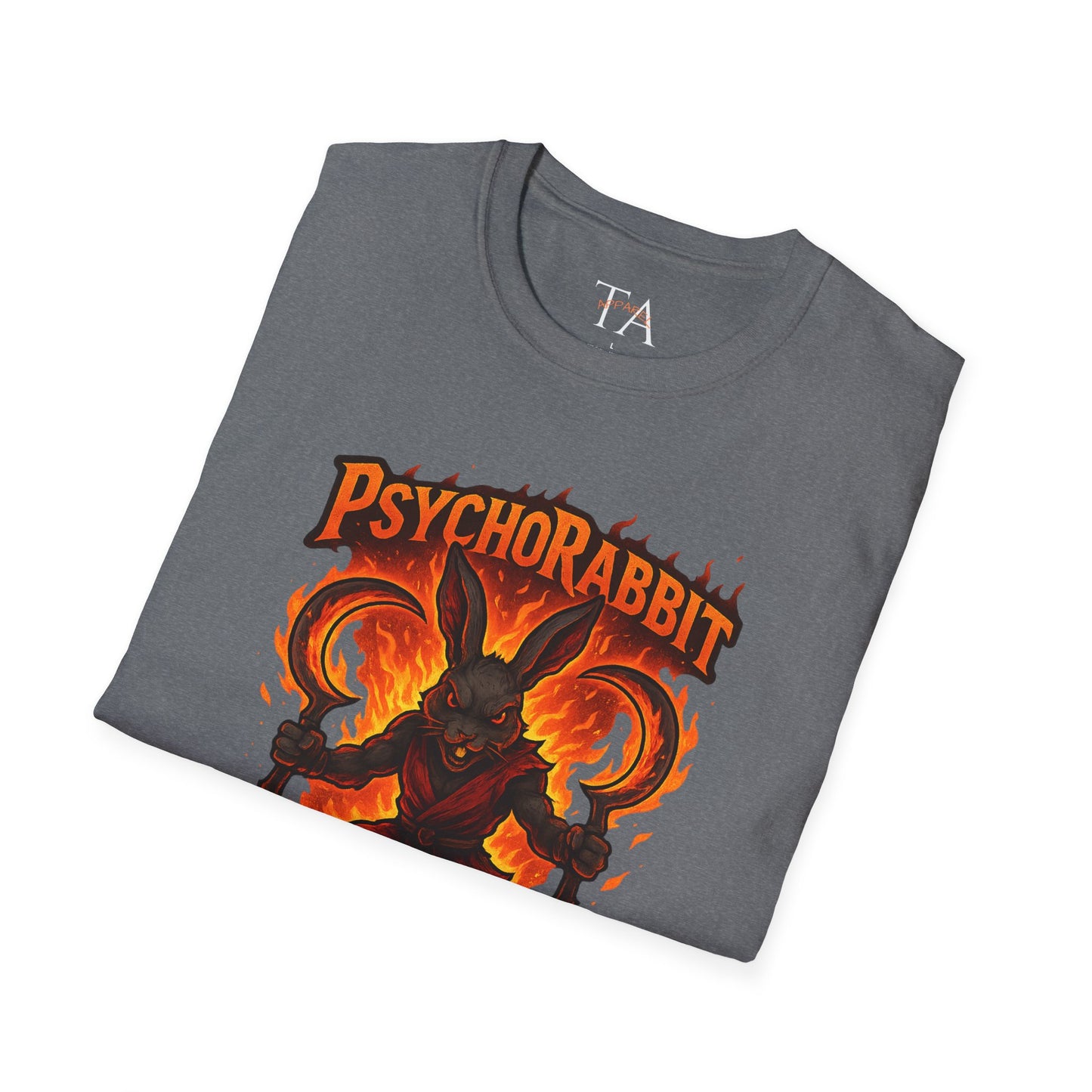 Psychorabbit Graphic Tee | Unisex Softstyle T-Shirt for Anime Fans and Gamers