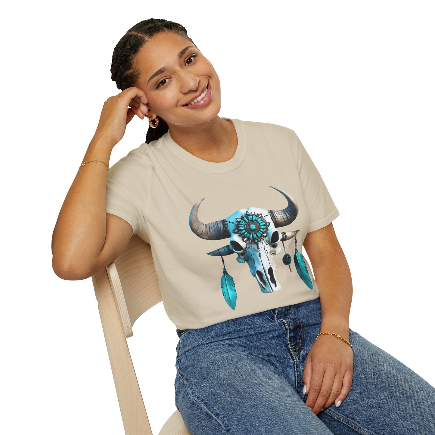 Native American Turquoise Buffalo Skull Tee - Unisex Jersey