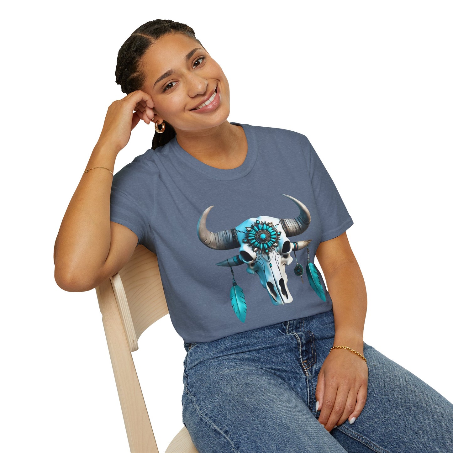Native American Turquoise Buffalo Skull Tee - Unisex Jersey