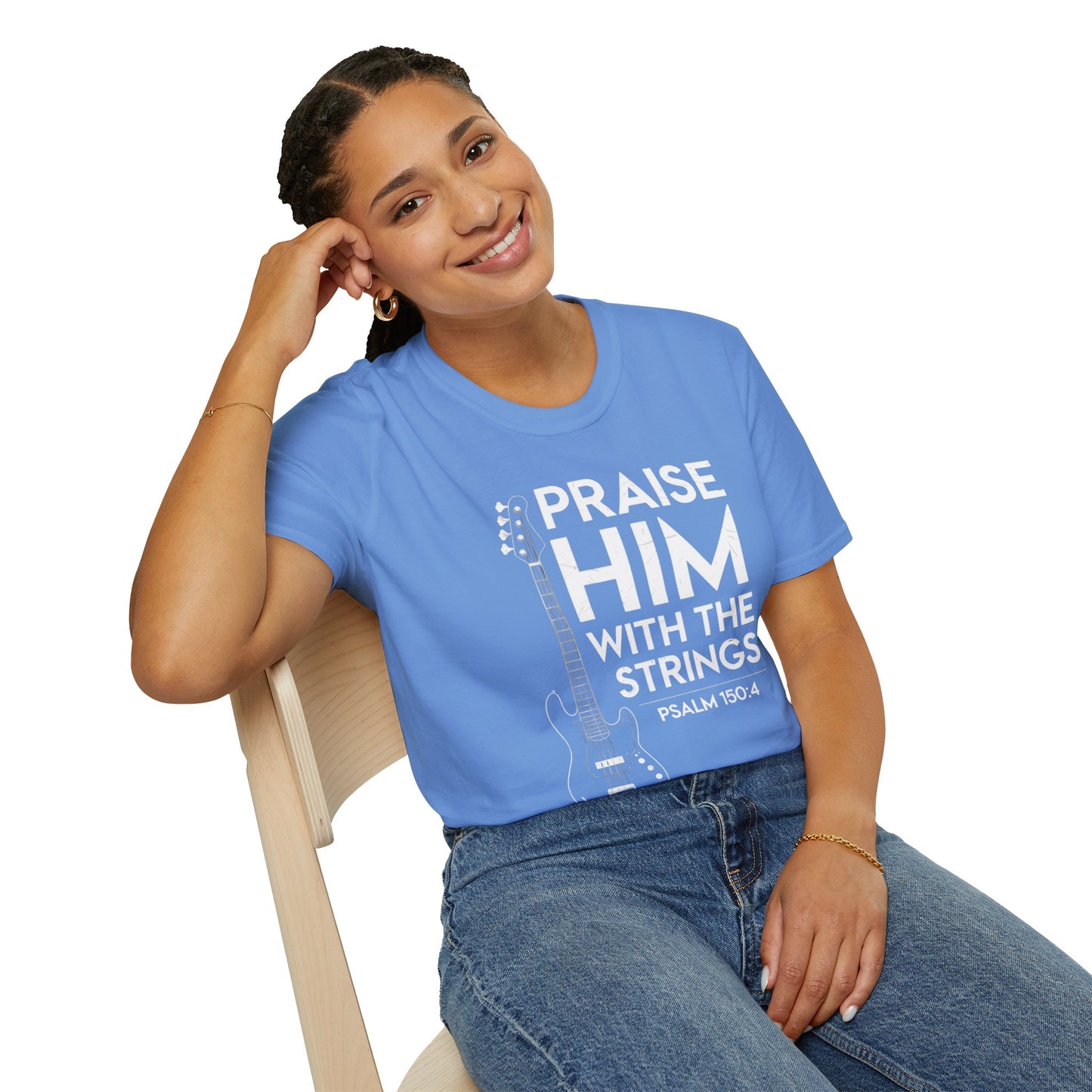 Faith Inspired Guitar T-Shirt - Praise Hime With The Strings - Psalm 150:4