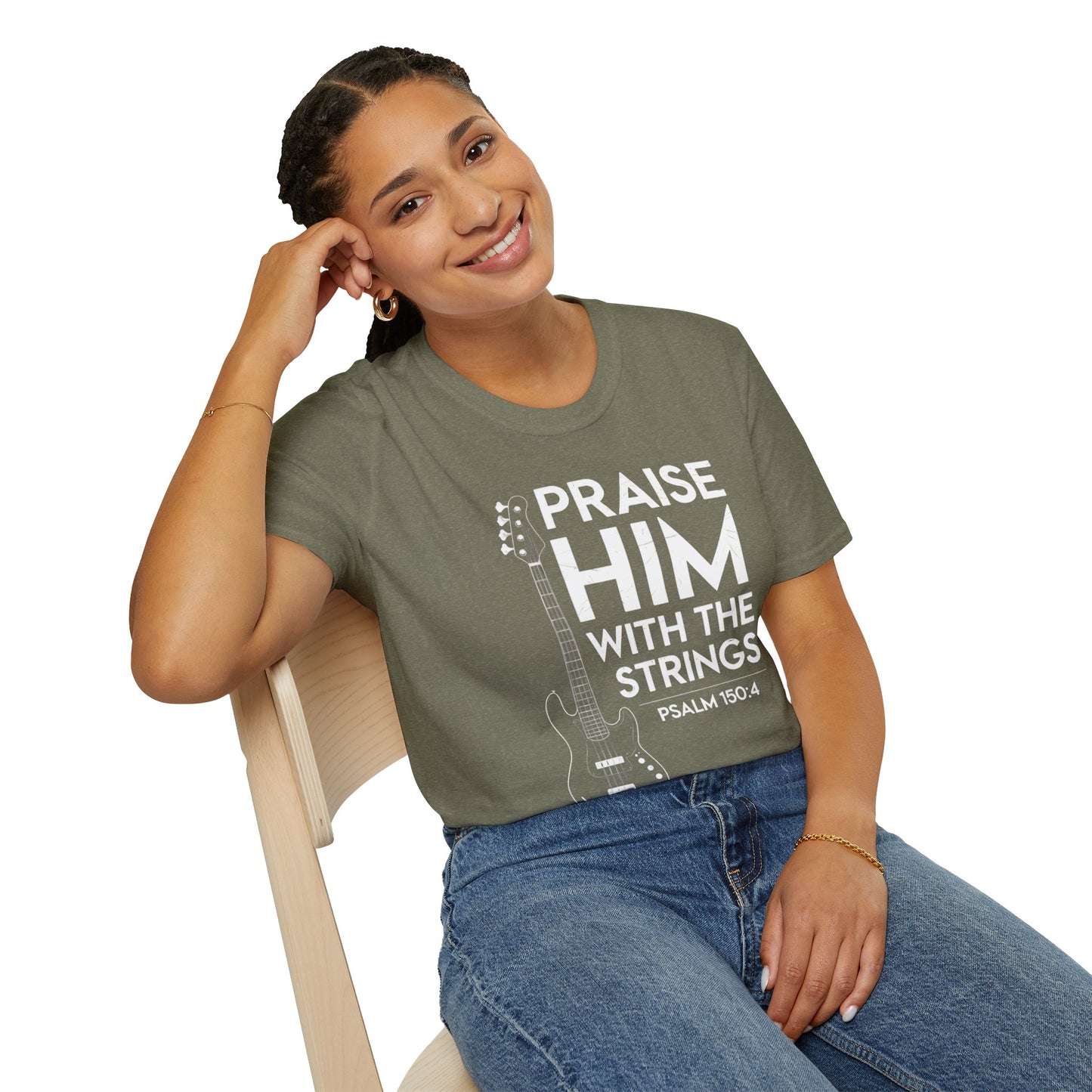 Faith Inspired Guitar T-Shirt - Praise Hime With The Strings - Psalm 150:4