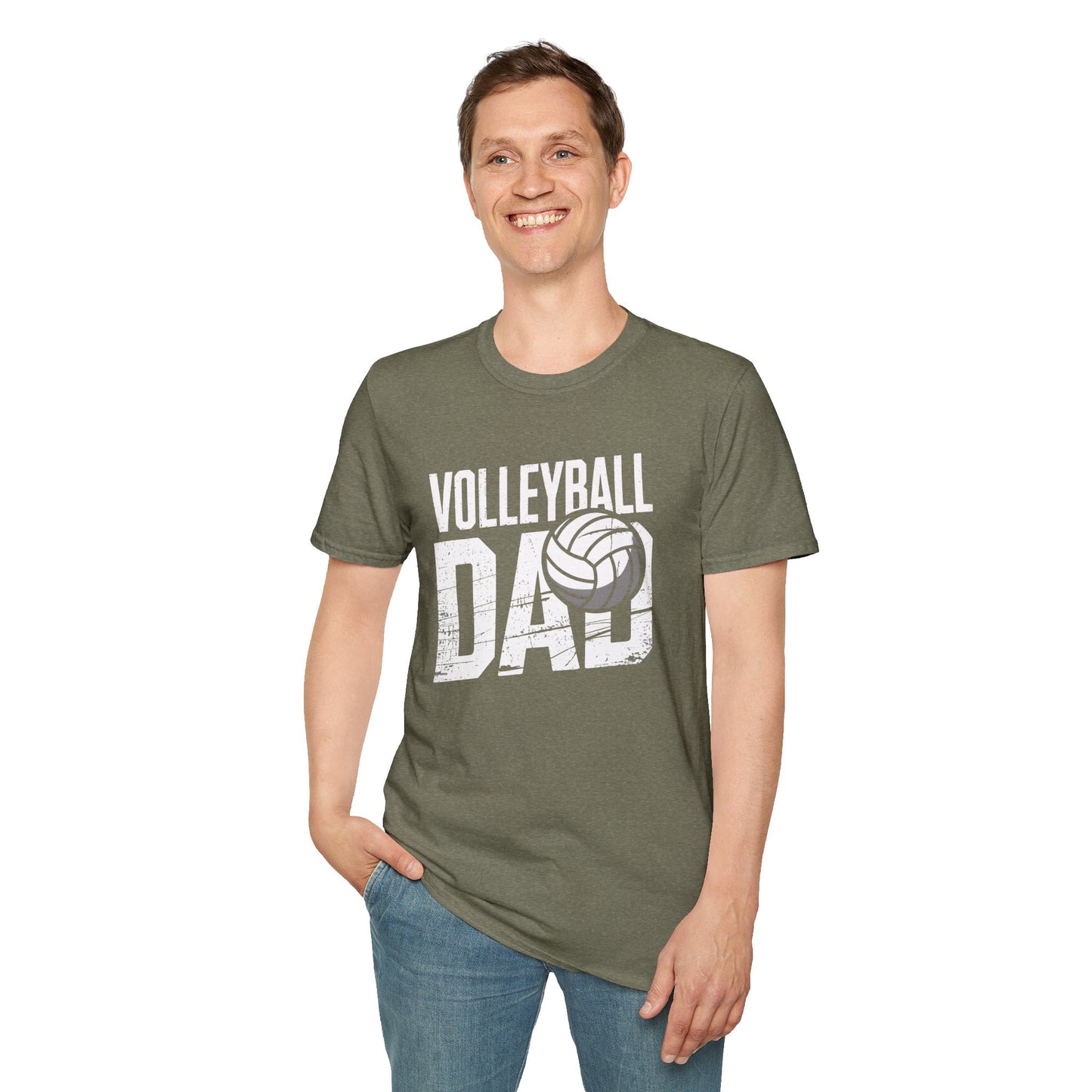 Volleyball Dad Distressed Design Unisex T-Shirt - Customize with Player Number