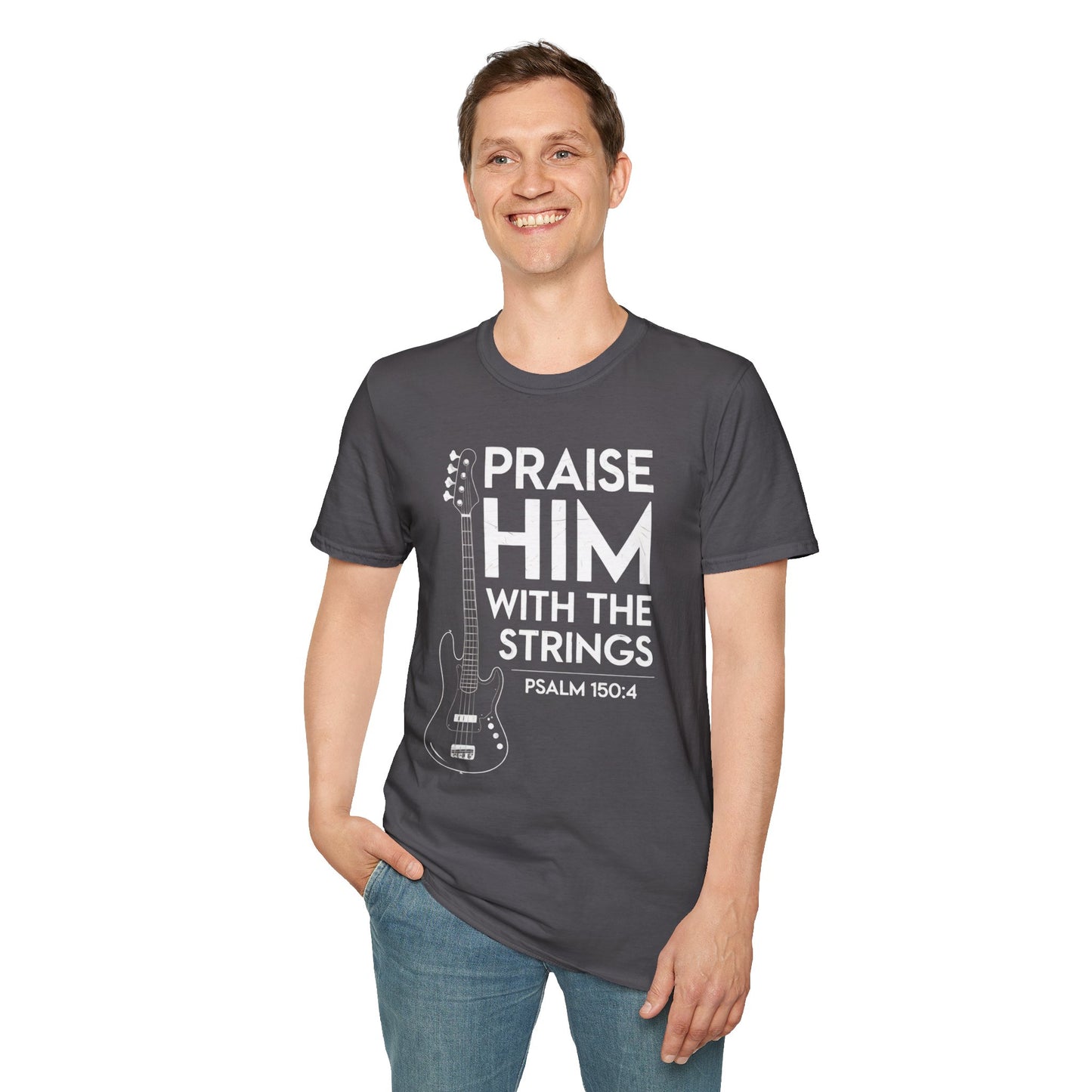Faith Inspired Guitar T-Shirt - Praise Hime With The Strings - Psalm 150:4