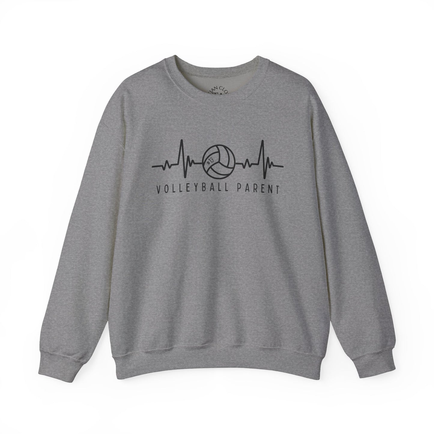 Volleyball Parent Heartbeat Sweatshirt Customizable, Cozy Gift for Sports Lovers, Perfect for Game Days, Unisex Crewneck, Soft and Stylish