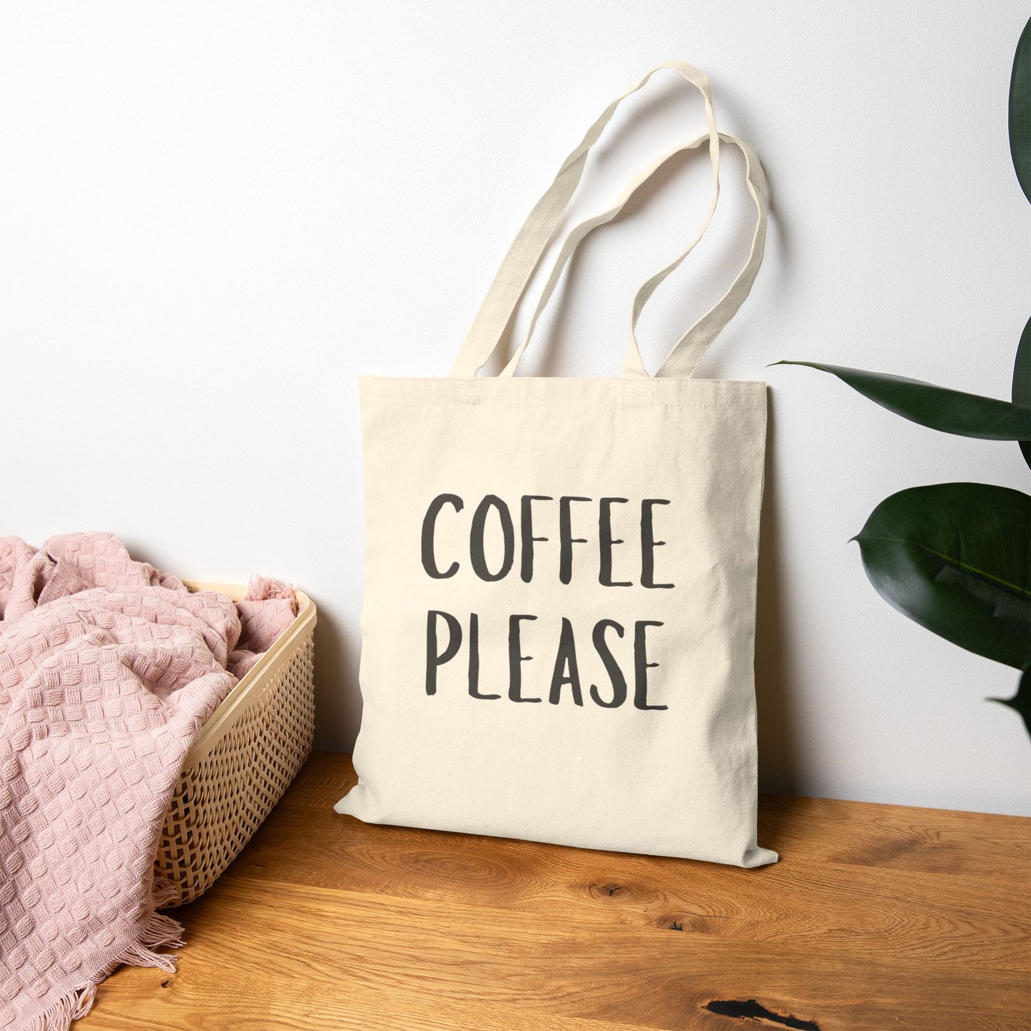 Coffee Lover Cotton Canvas Tote Bag Coffee Please - Eco-Friendly Shopping Bag
