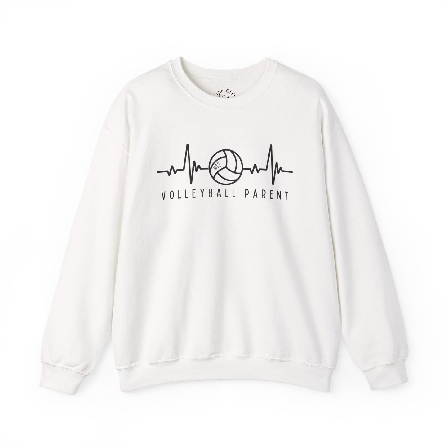Volleyball Parent Heartbeat Sweatshirt Customizable, Cozy Gift for Sports Lovers, Perfect for Game Days, Unisex Crewneck, Soft and Stylish