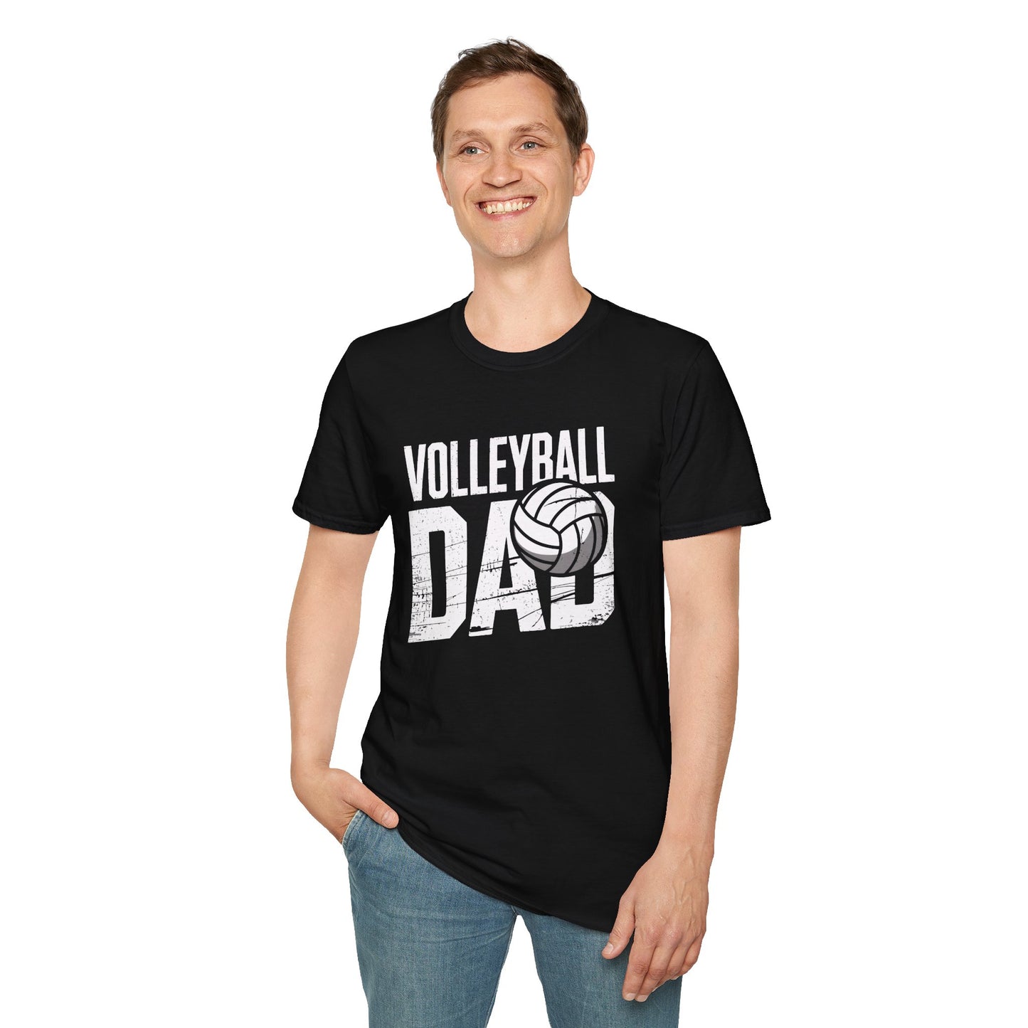 Volleyball Dad Distressed Design Unisex T-Shirt - Customize with Player Number