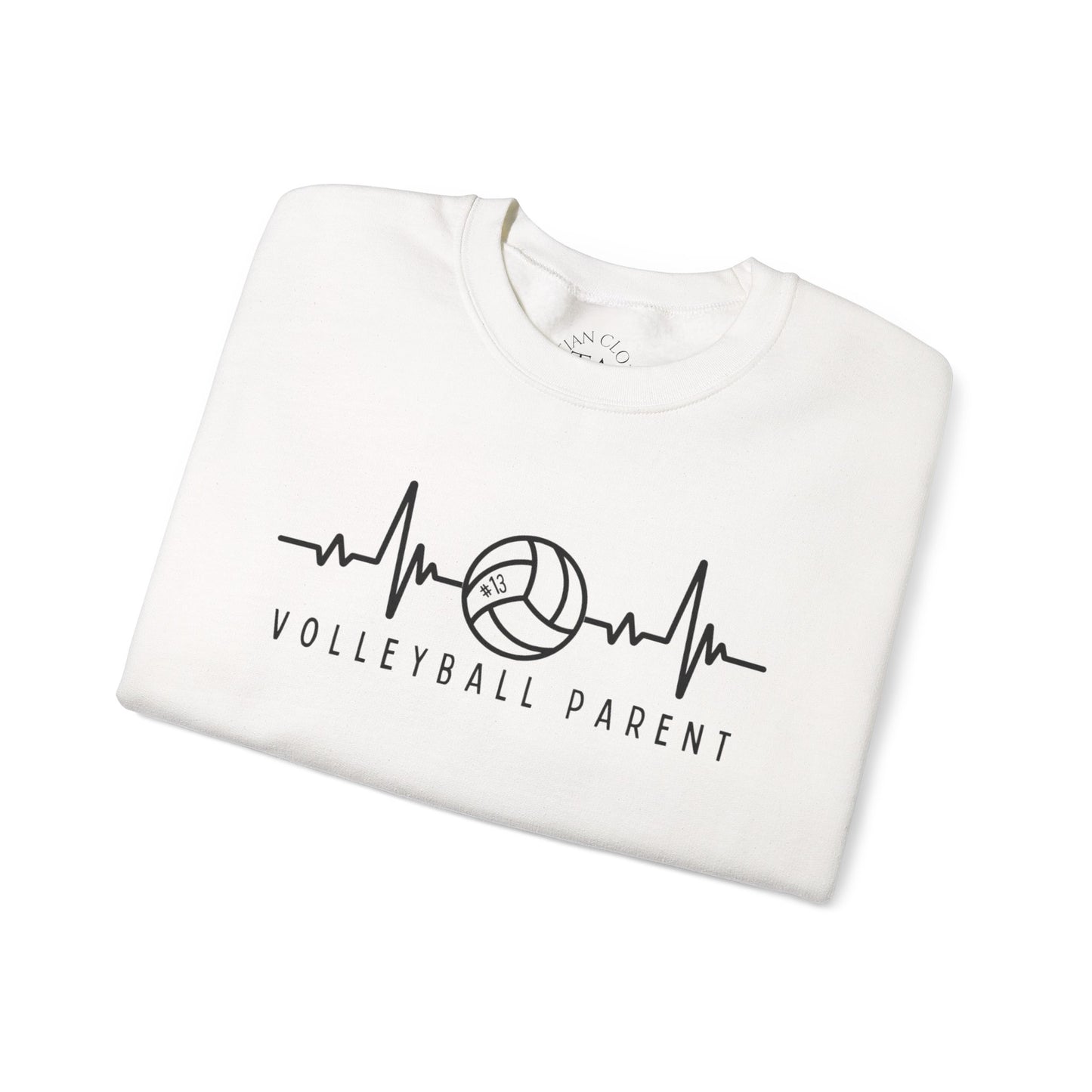 Volleyball Parent Heartbeat Sweatshirt Customizable, Cozy Gift for Sports Lovers, Perfect for Game Days, Unisex Crewneck, Soft and Stylish