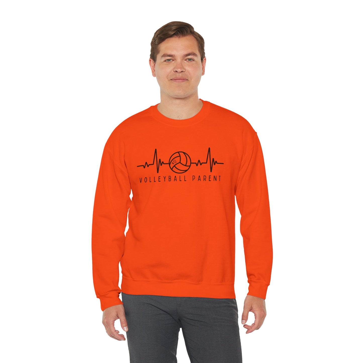 Volleyball Parent Heartbeat Sweatshirt Customizable, Cozy Gift for Sports Lovers, Perfect for Game Days, Unisex Crewneck, Soft and Stylish