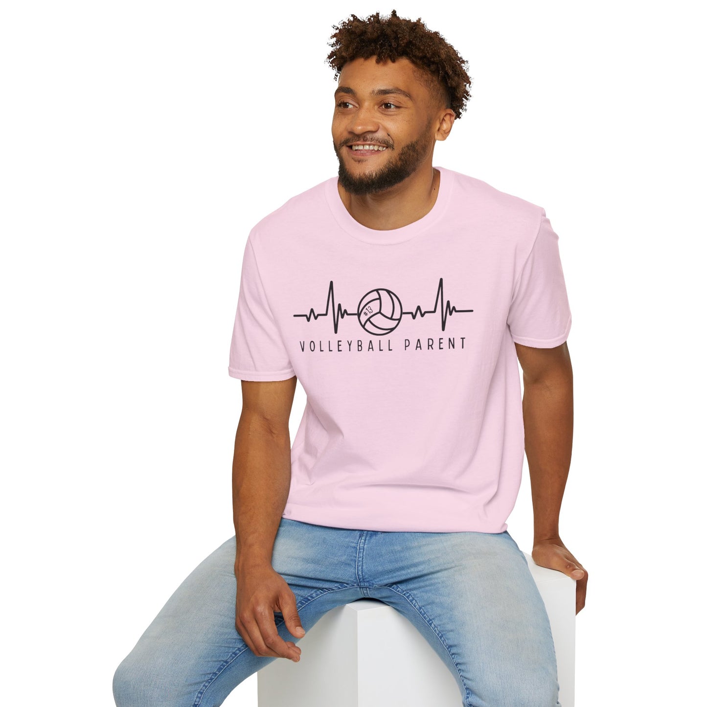 Volleyball Parent Heartbeat T-Shirt Soft Cotton Tee Customizable for Sports Enthusiasts, Gifts for Moms & Dads, Team Spirit Apparel, Athletic Wear