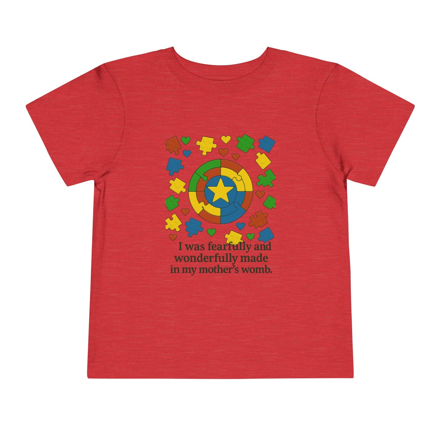 Autism Inspirational Tee - 'Fearfully and Wonderfully Made' - Toddler T-Shirt - Cute Gift for Kids, Baby Shower, Religious Celebrations