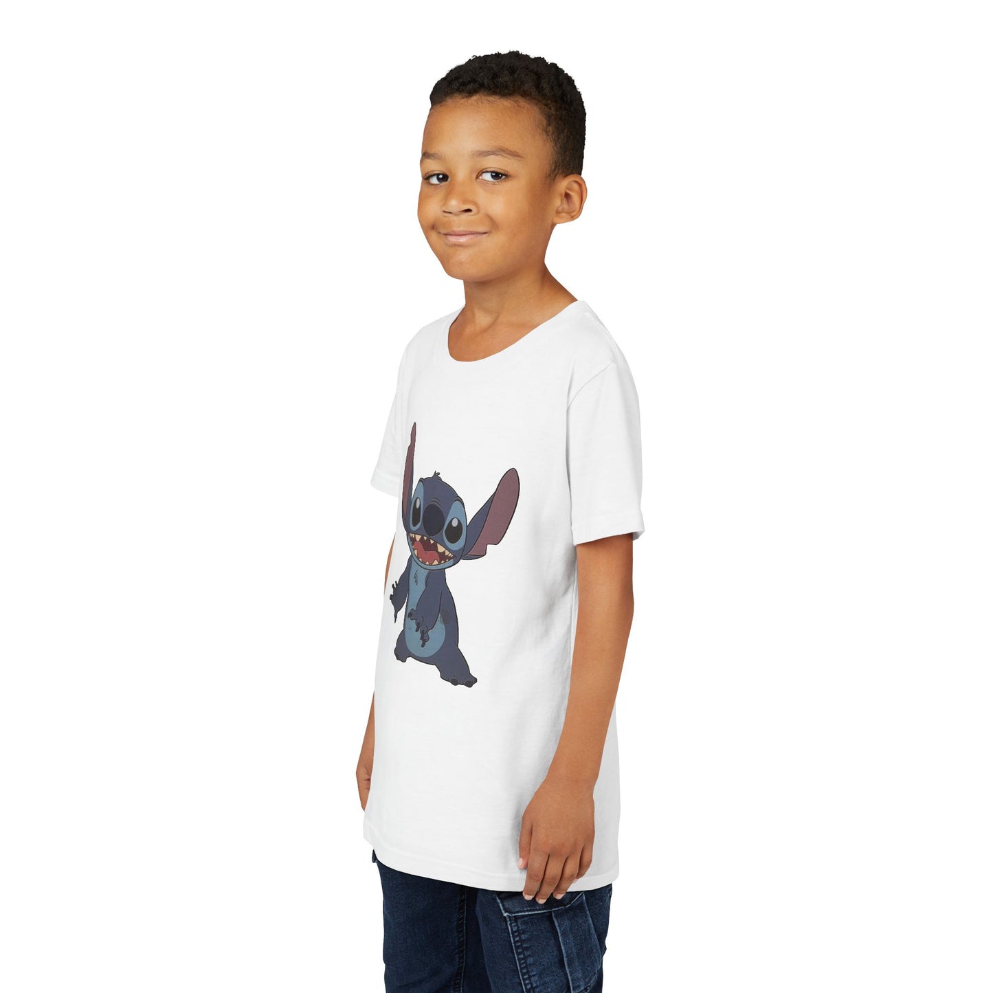 Kids Short Sleeve Tee with Stitch, Cute Kids Tee, Fun Gift for Boys & Girls, Birthday Gift, Summer Wear, Kids' Fashion
