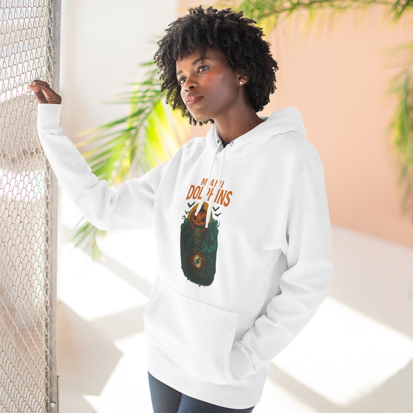 Halloween Cozy Dolphin Fleece Hoodie: Ocean Lovers, Casual Wear, Animal Lovers Gift, Beach Days, Relaxing at Home. Sea Life Graphic