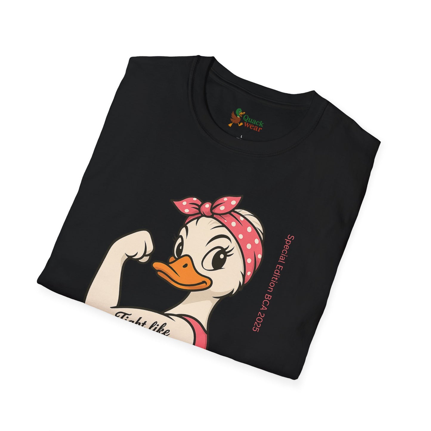 Breast Cancer Awareness Fight Like a Girl Duck T-Shirt, Rosie the Riveter Duck Empowerment Tee, Gift for Her, Feminist Apparel, Cute Graphic