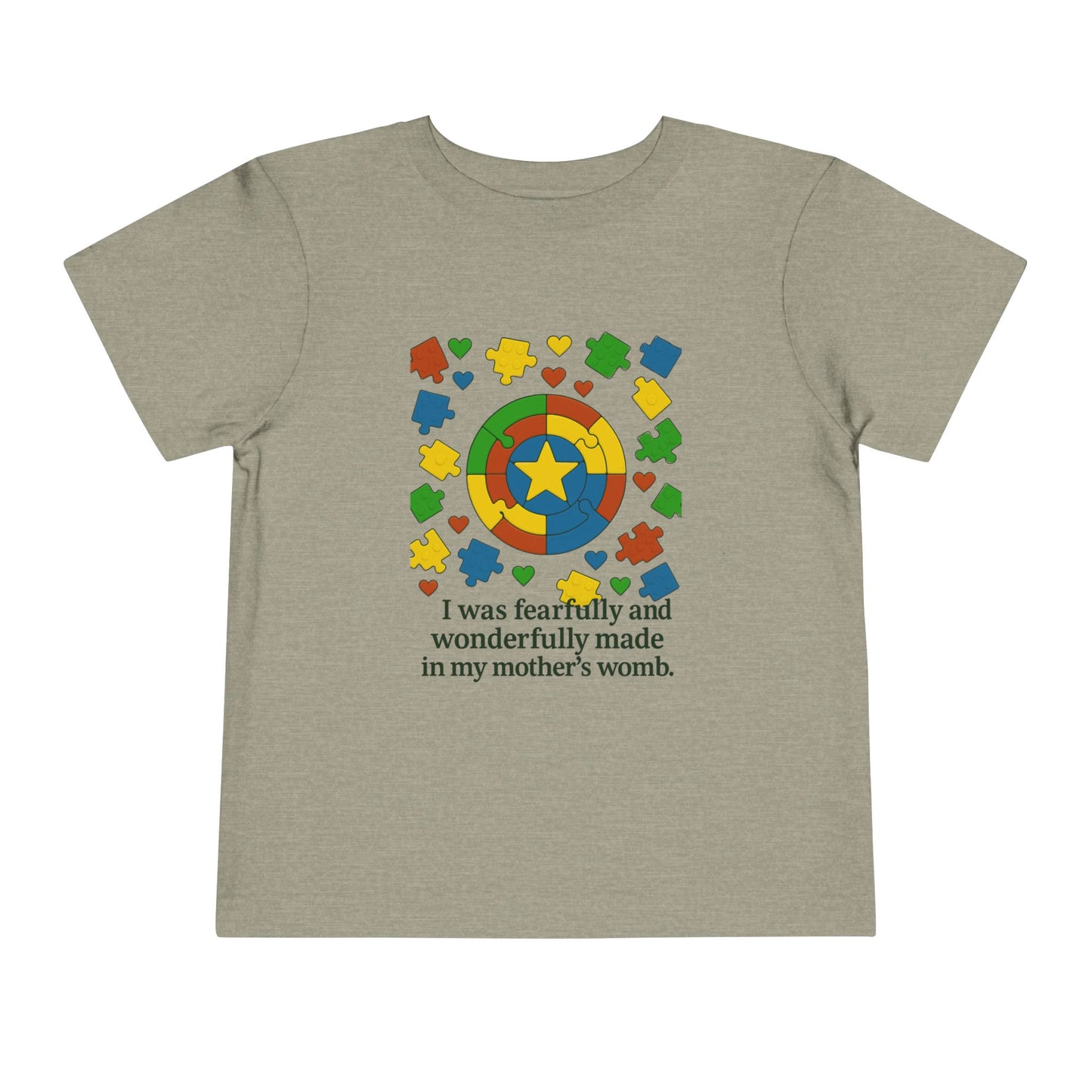 Autism Inspirational Tee - 'Fearfully and Wonderfully Made' - Toddler T-Shirt - Cute Gift for Kids, Baby Shower, Religious Celebrations