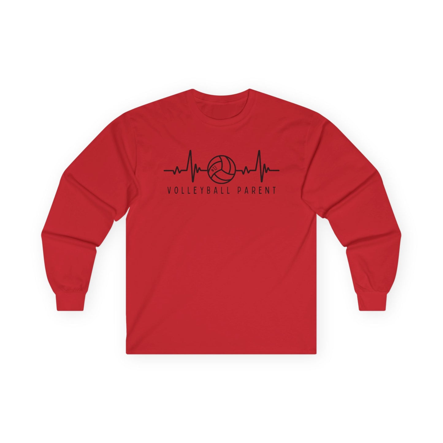 Volleyball Heartbeat Long Sleeve Tee Customizable, Quality Cotton Shirt, Parent Gift, Volleyball Fan Apparel, Sports Lover Top