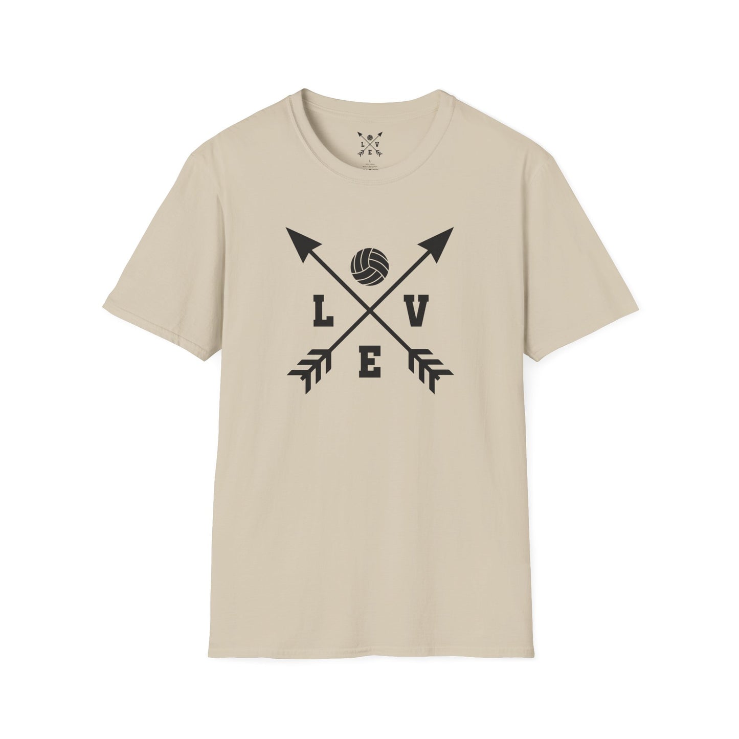 Love Volleyball Unisex T-Shirt | Sporty Tee, Gift for Athletes, Casual Wear, Heart and Arrow Design, Game Day Shirt