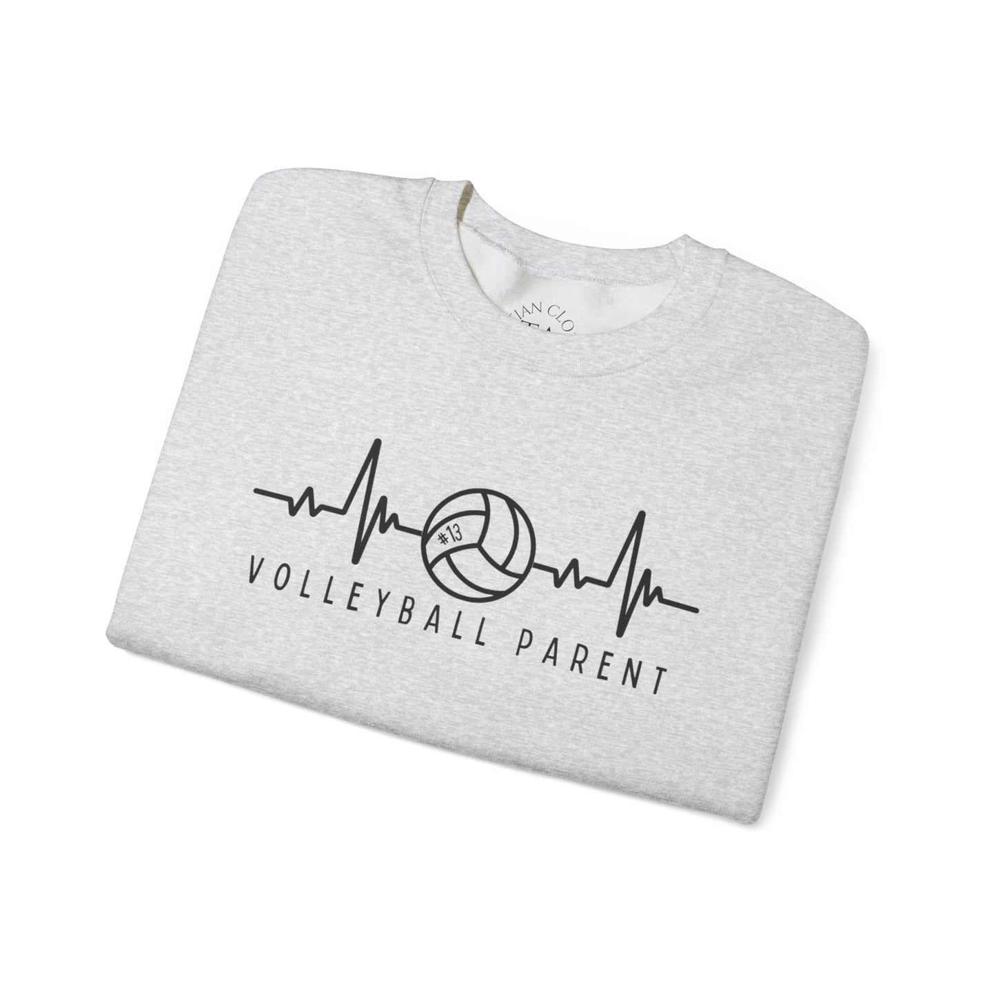 Volleyball Parent Heartbeat Sweatshirt Customizable, Cozy Gift for Sports Lovers, Perfect for Game Days, Unisex Crewneck, Soft and Stylish