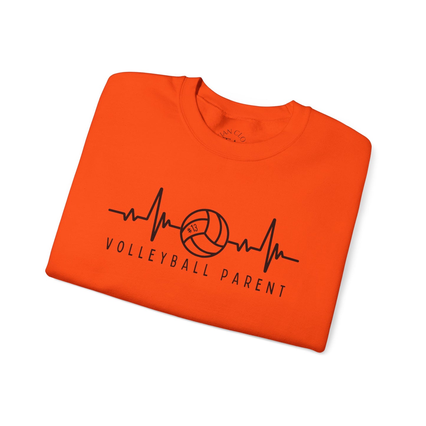 Volleyball Parent Heartbeat Sweatshirt Customizable, Cozy Gift for Sports Lovers, Perfect for Game Days, Unisex Crewneck, Soft and Stylish